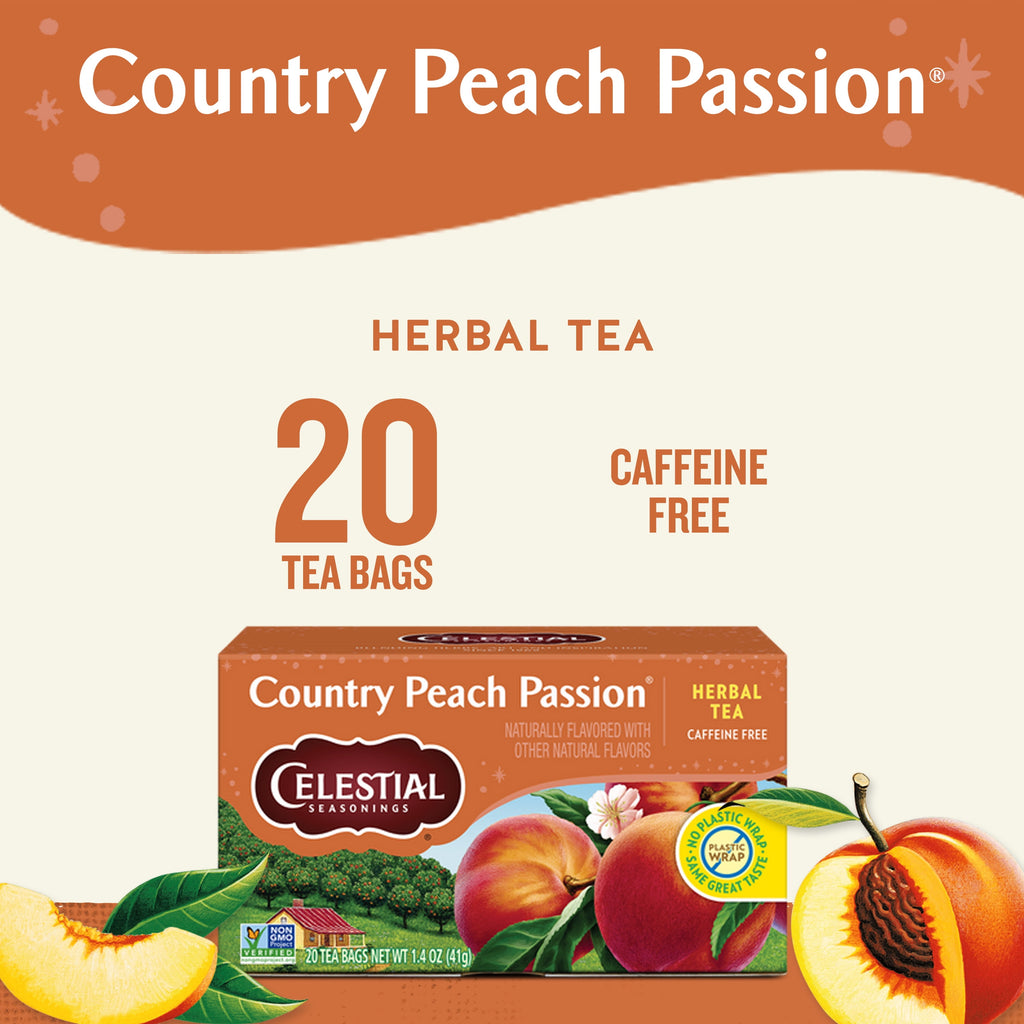 Celestial Seasonings Country Peach Passion Caffeine-Free Herbal Tea Bags 1.7 oz 20 Count