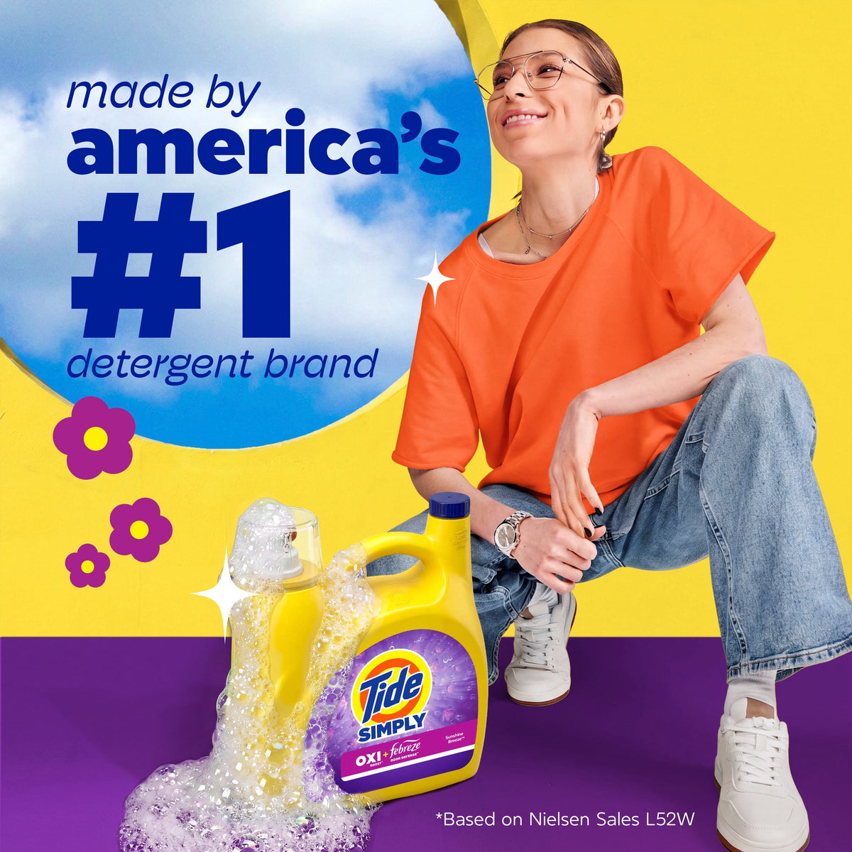 Tide Simply Oxi Boost Plus Febreze Odor Defense Liquid Laundry Detergent Sunny Breeze 129 fl oz 96 Loads