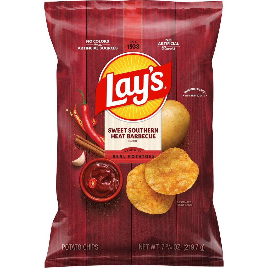 Sweet Southern Heat BBQ Flavored Potato Chips 7.75 Oz Lay's