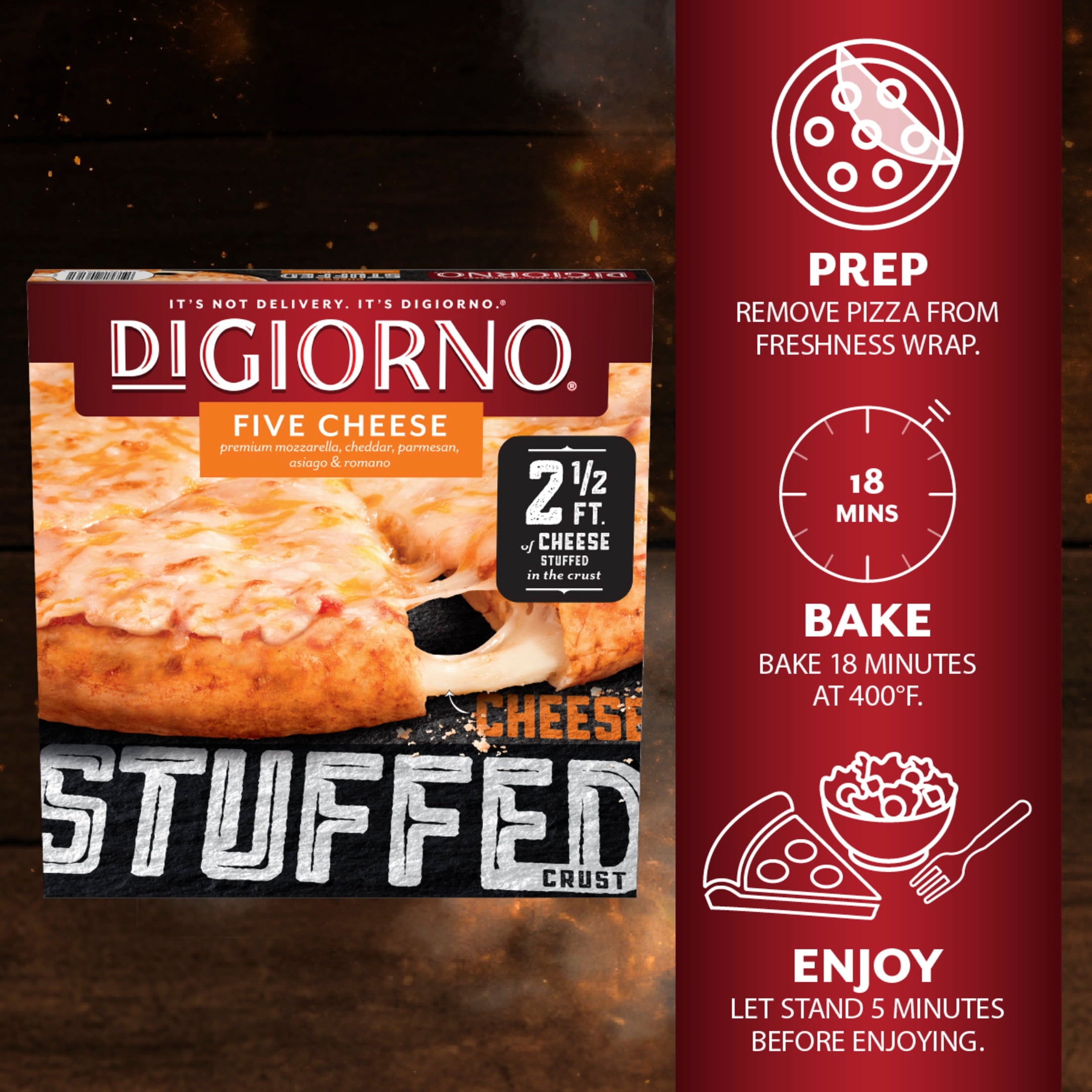DiGiorno Five Cheese Stuffed Crust Frozen Pizza 22.2 Oz