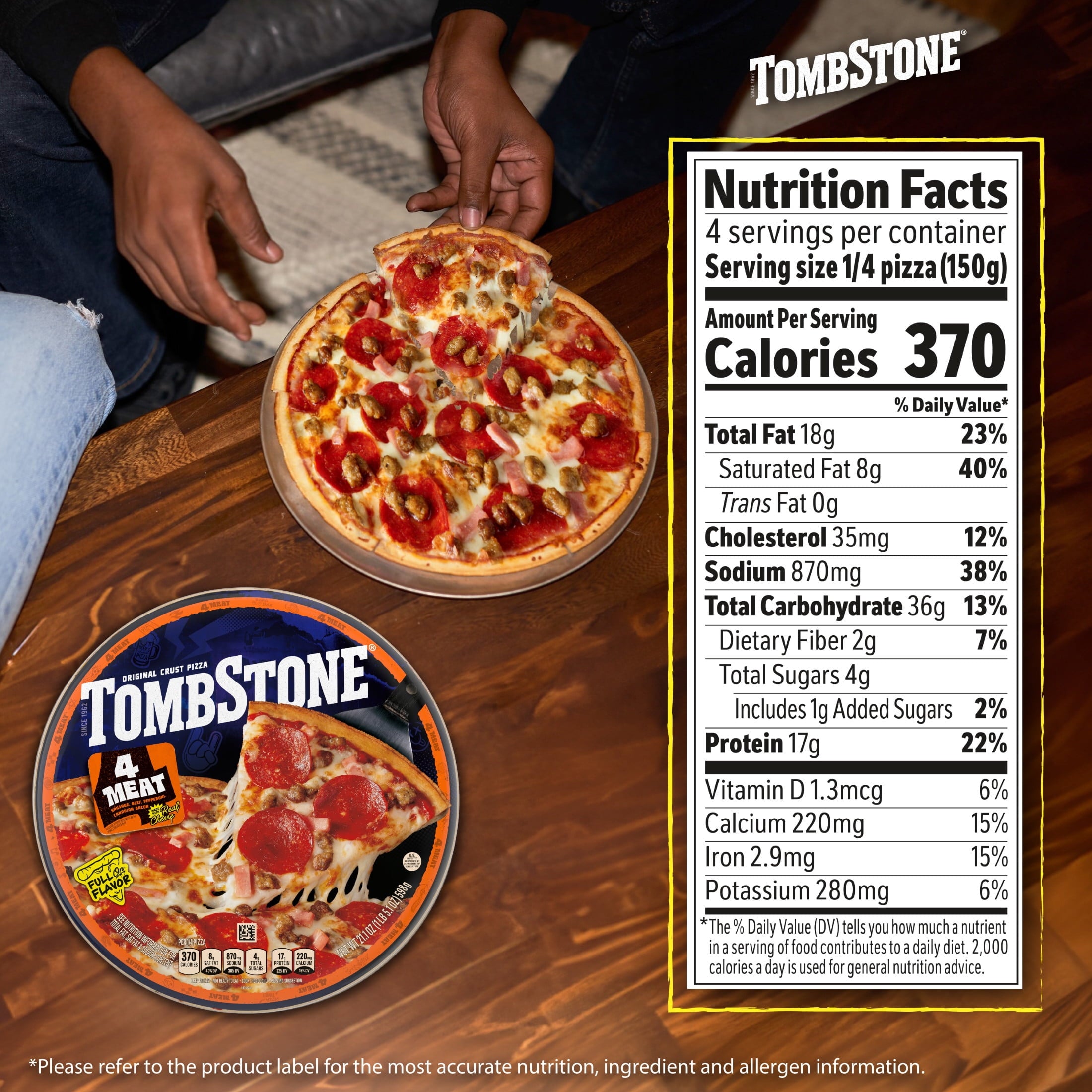 Tombstone Four Meat Original Thin Crust Frozen Pizza 21.1 Oz