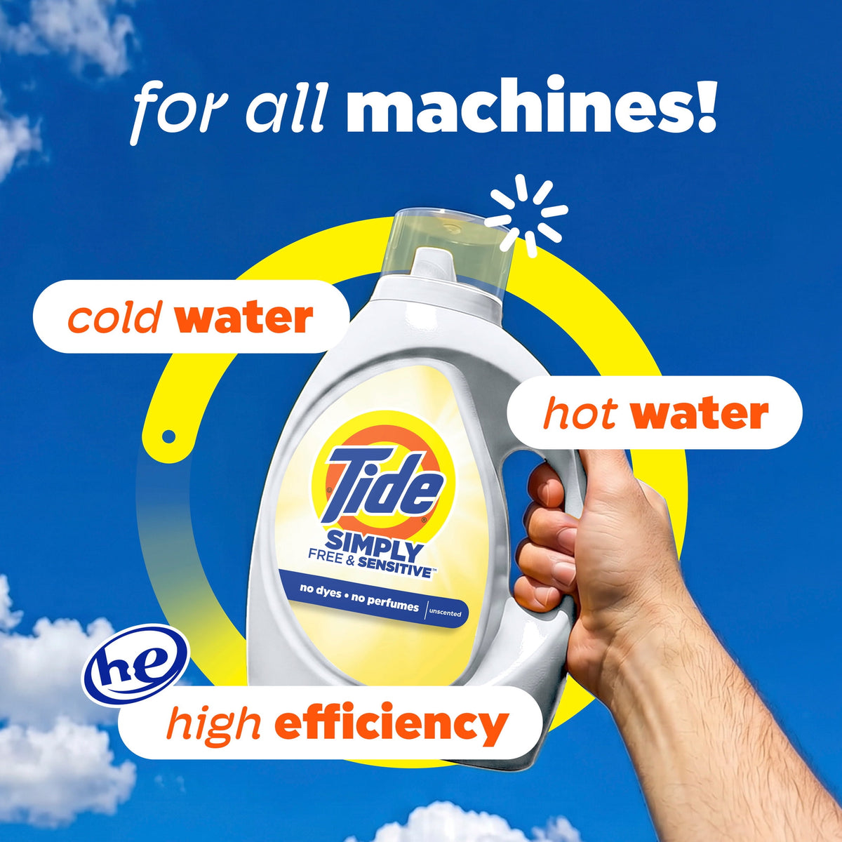 Tide Simply Liquid Laundry Detergent Free & Sensitive Unscented 107 fl oz 85 Loads