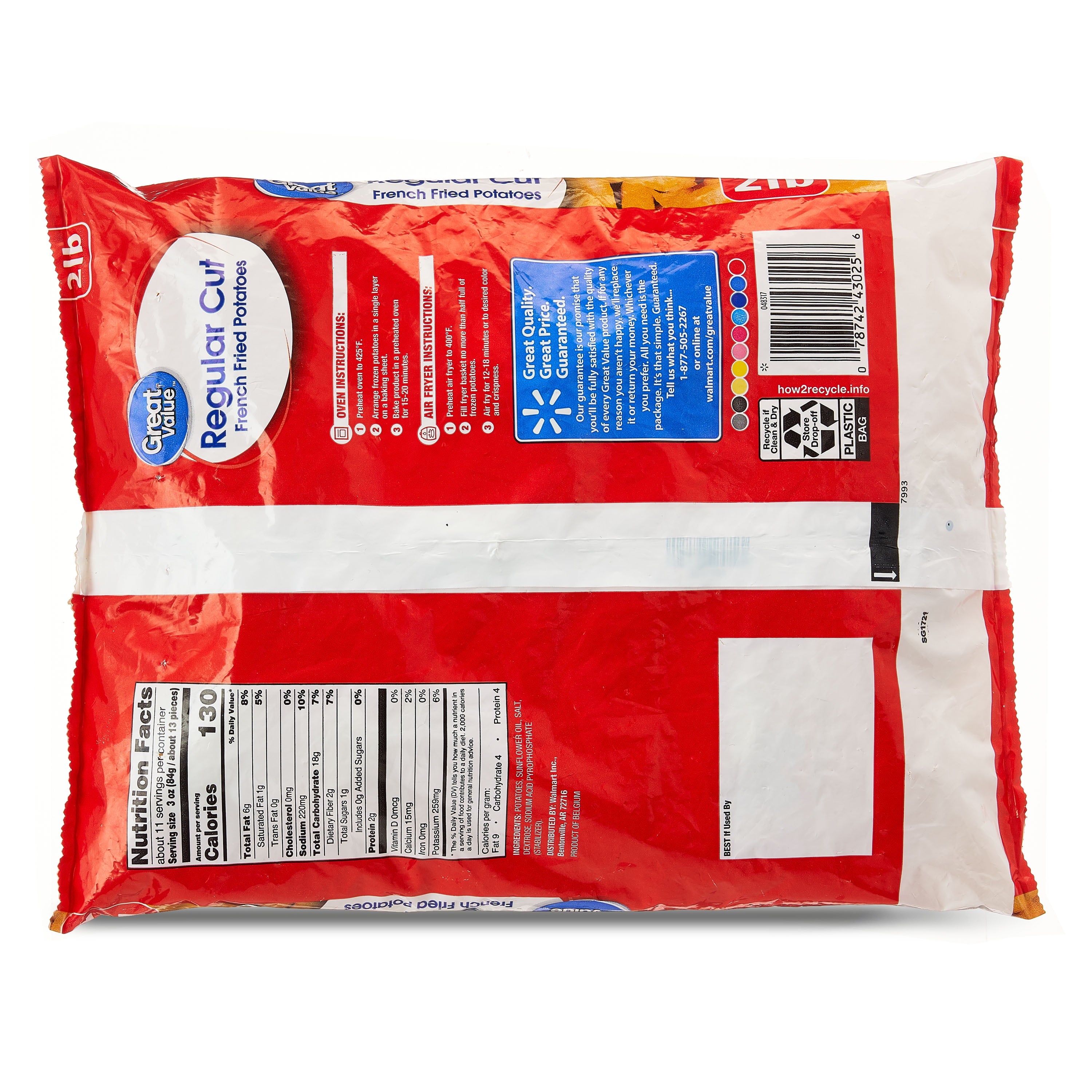 Great Value Regular Cut French Fried Potatoes 32 Oz Bag Frozen