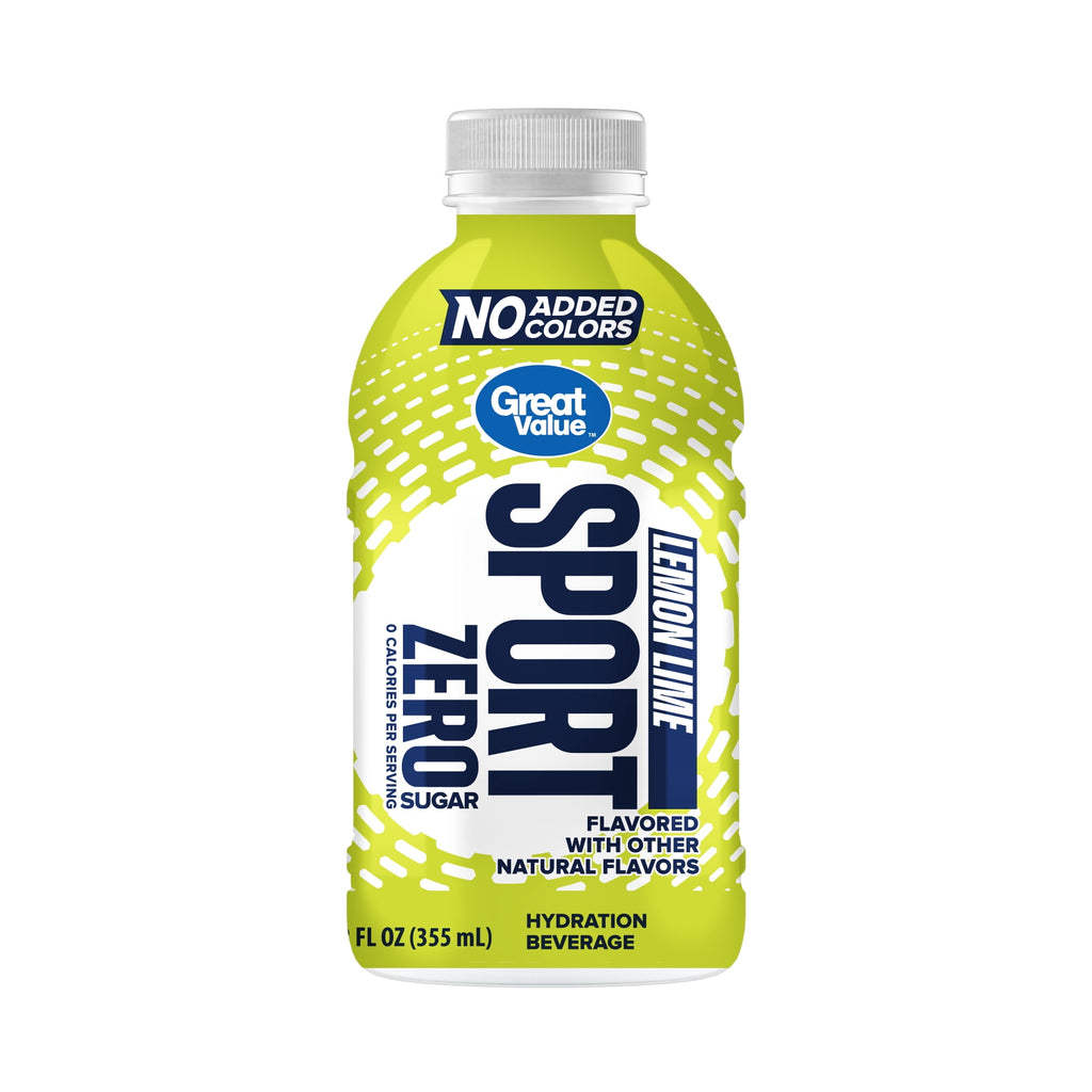 Great Value Zero Sugar Sports Drink Variety Pack Fruit Punch Lemon Lime Mixed Berry 12 fl oz 18 Count