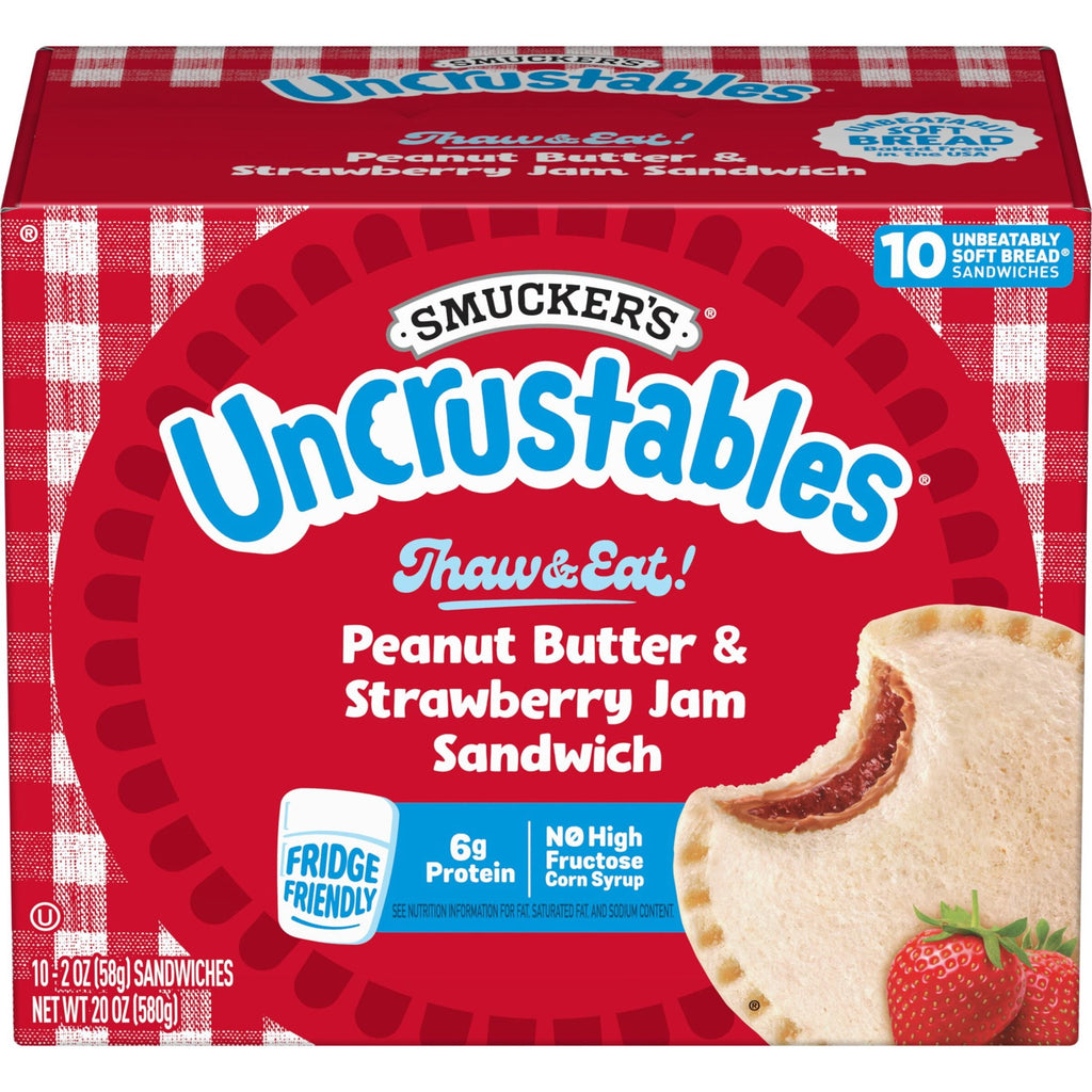 Smucker's Uncrustables Peanut Butter & Strawberry Jam Sandwiches Frozen 20 Oz 10 Count