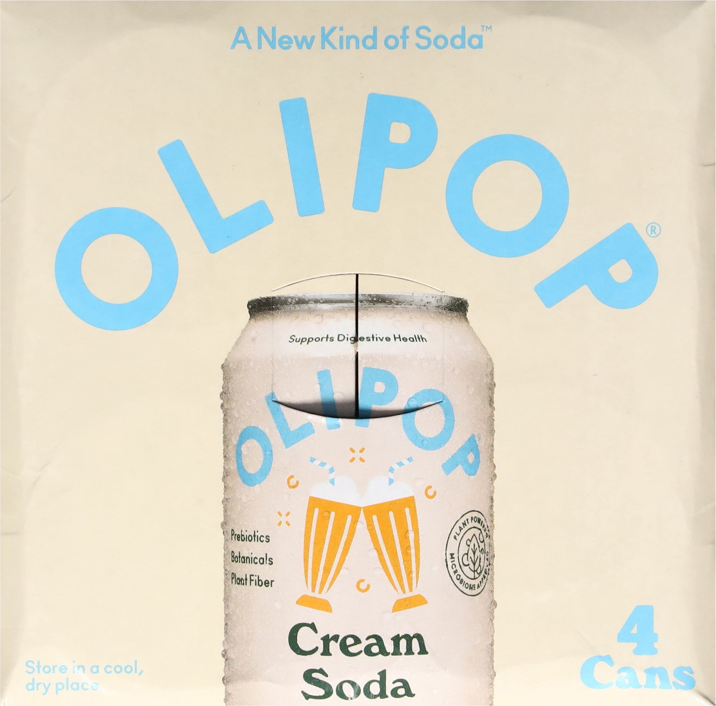 OLIPOP 6g Fiber Prebiotic Cream Soda Cans 12 Fl Oz 4 Pack