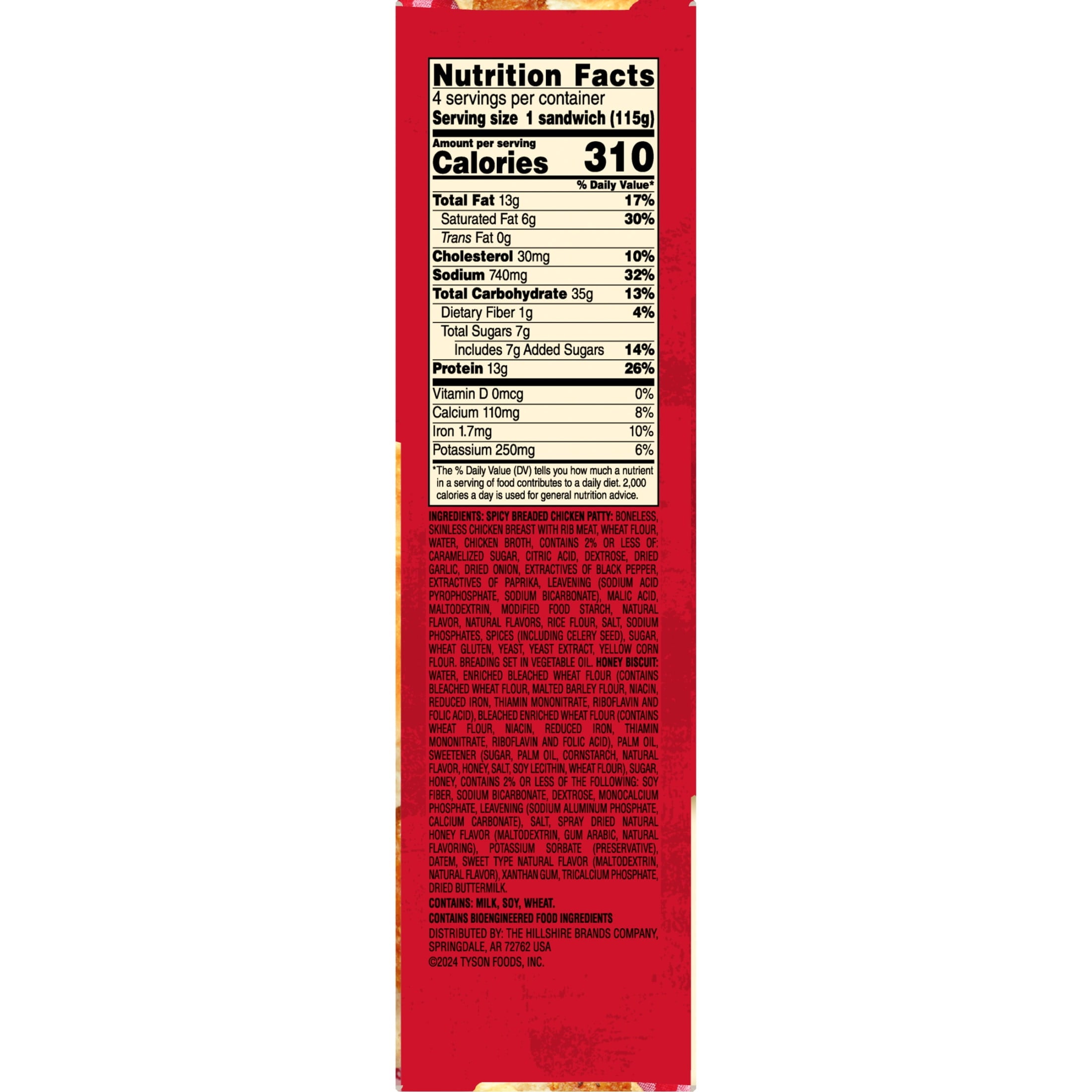 Jimmy Dean Spicy Crispy Chicken Honey Biscuit Frozen Breakfast Sandwich 4 Count 16.4 Oz