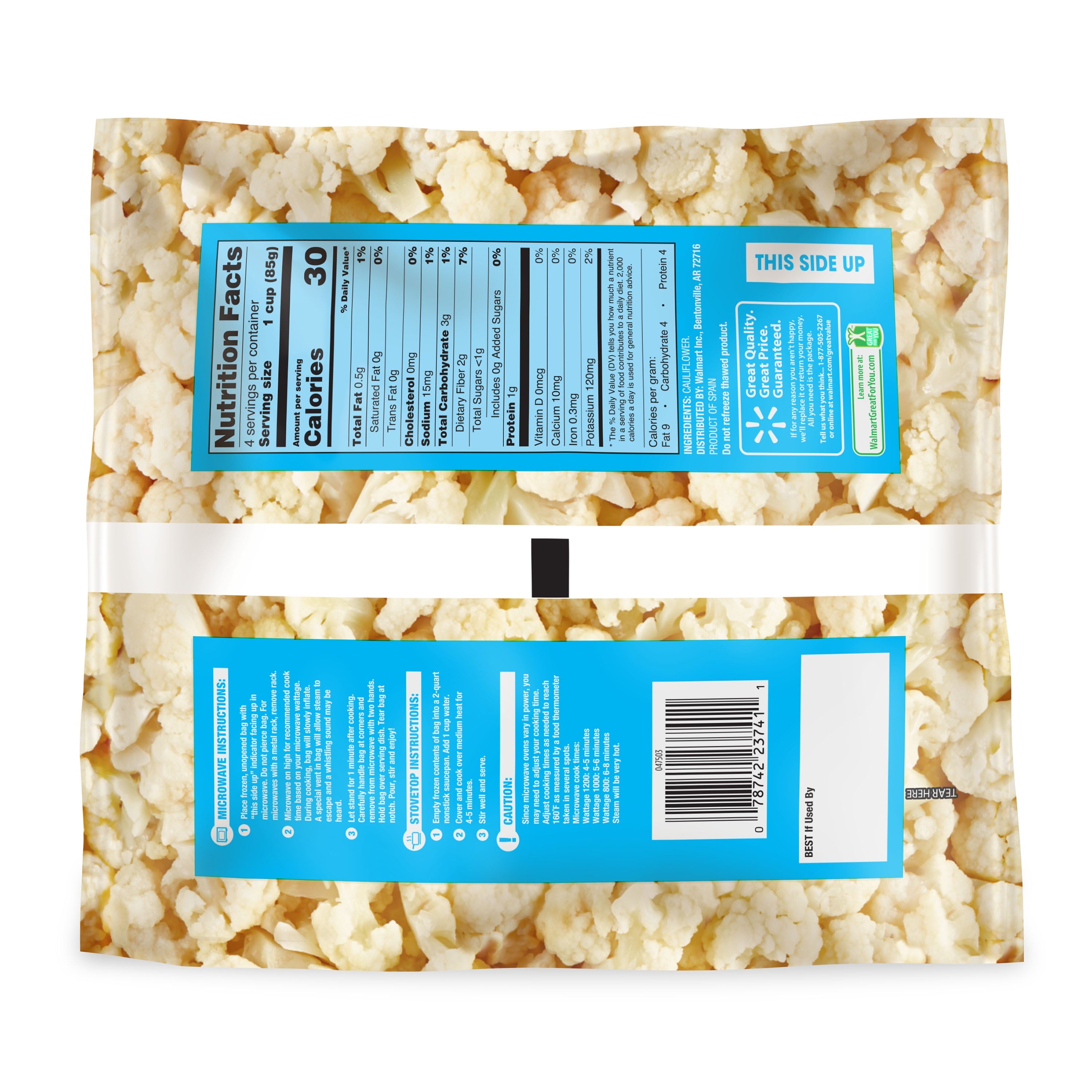 Great Value Frozen Cauliflower Pieces 12 Oz