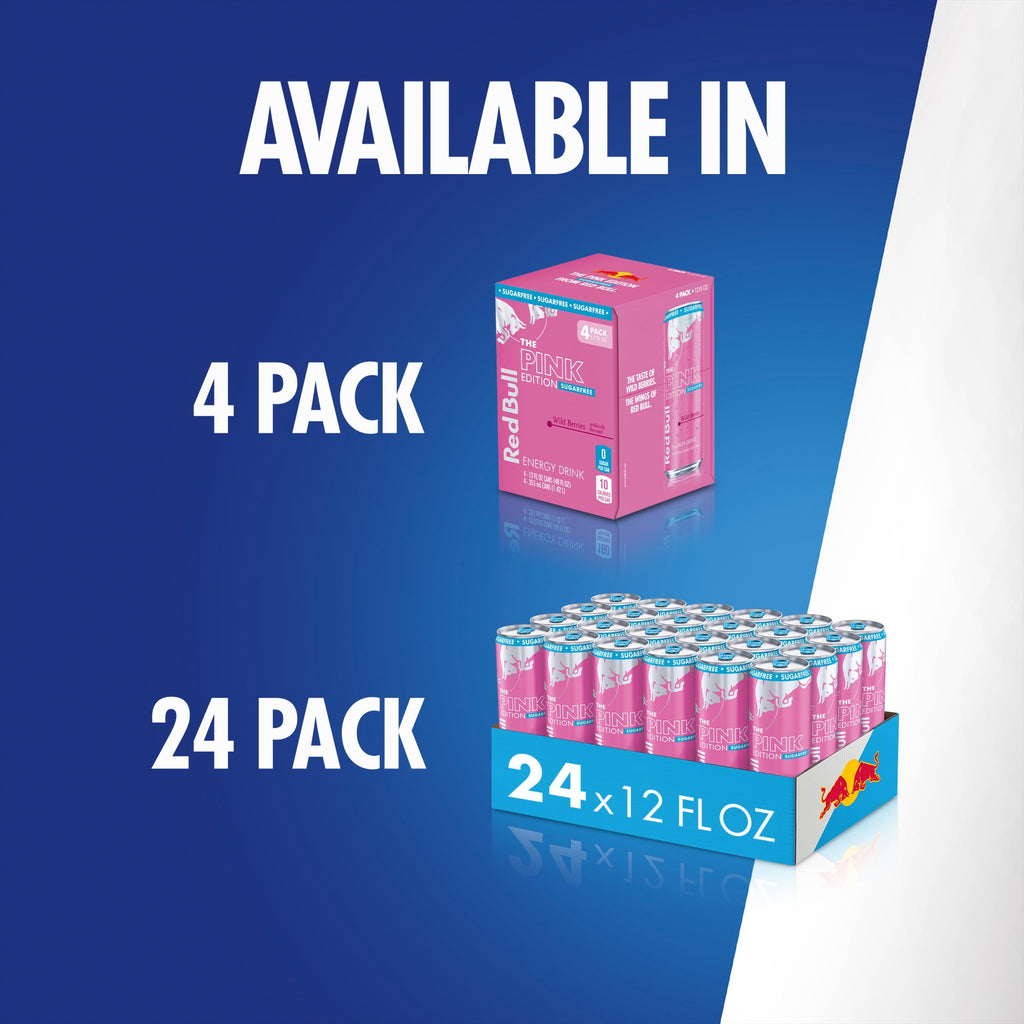 Red Bull Pink Edition Sugar Free Wild Berries Energy Drink 12 fl oz 4 Pack Cans