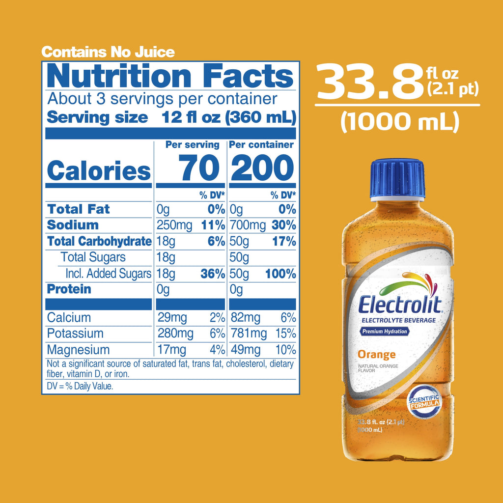 Electrolit Orange Electrolyte Hydration Beverage 33.8 fl oz