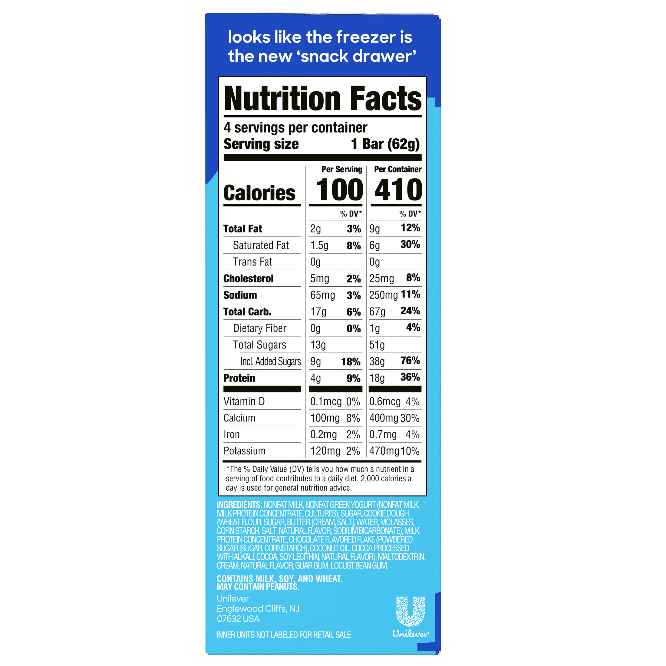 Yasso Greek Yogurt Ice Cream Bars Chocolate Chip Cookie Dough 4 Count 14 Fl Oz