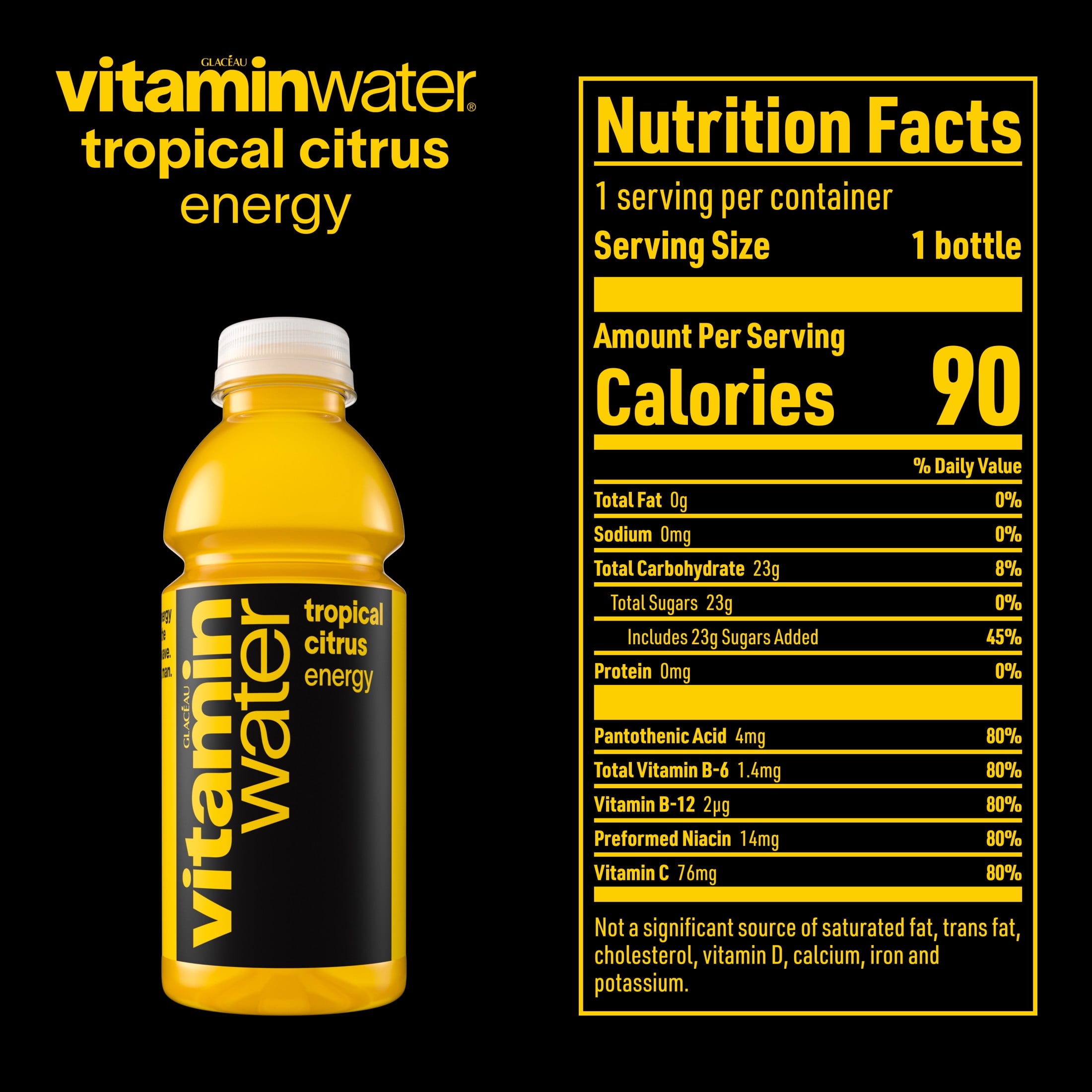 vitaminwater Energy Tropical Citrus Flavored Water Beverage 16.9 fl oz Plastic Bottles 6 Pack