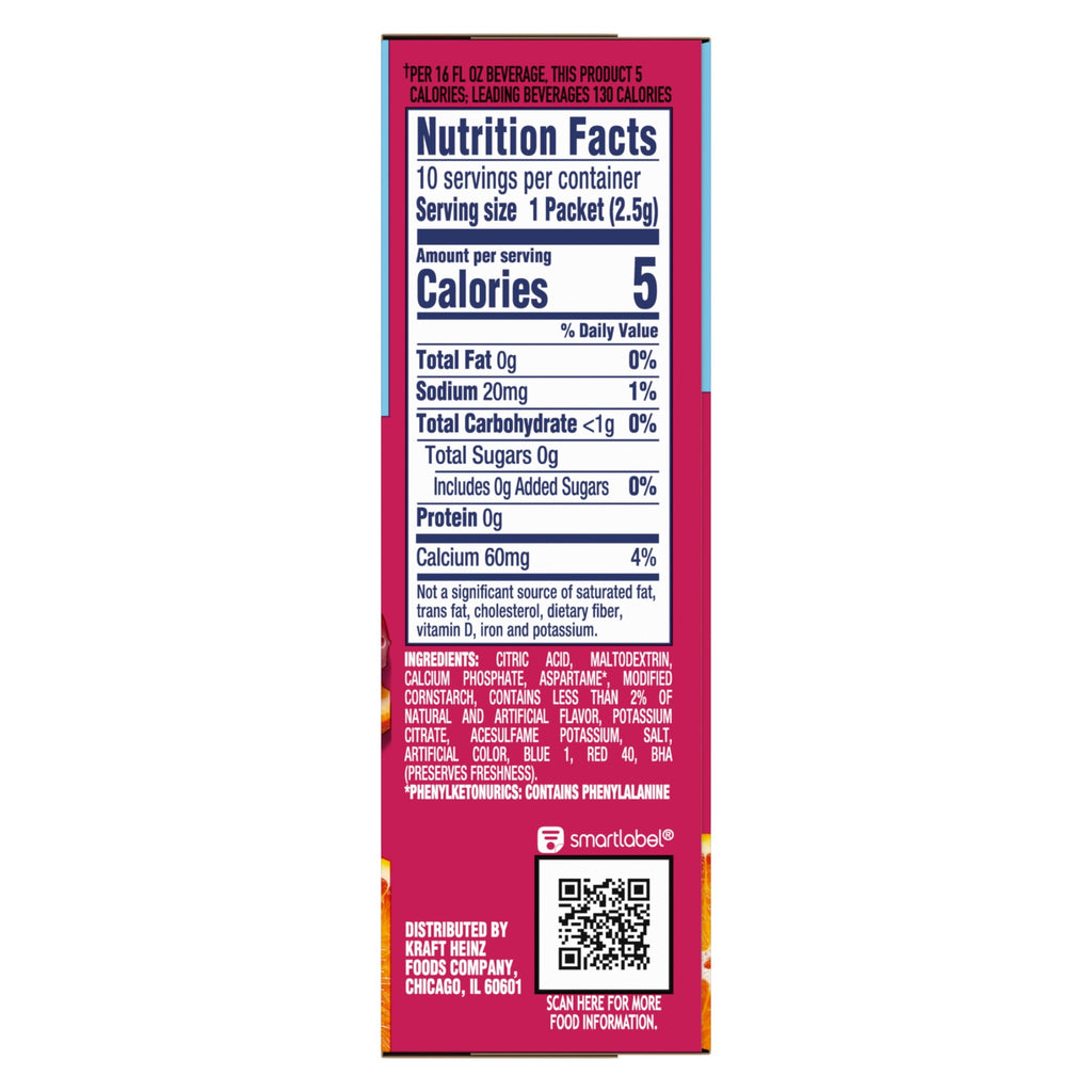 Crystal Light Sugar-Free Fruit Punch Drink Mix Packets 0.09 oz 10 Count
