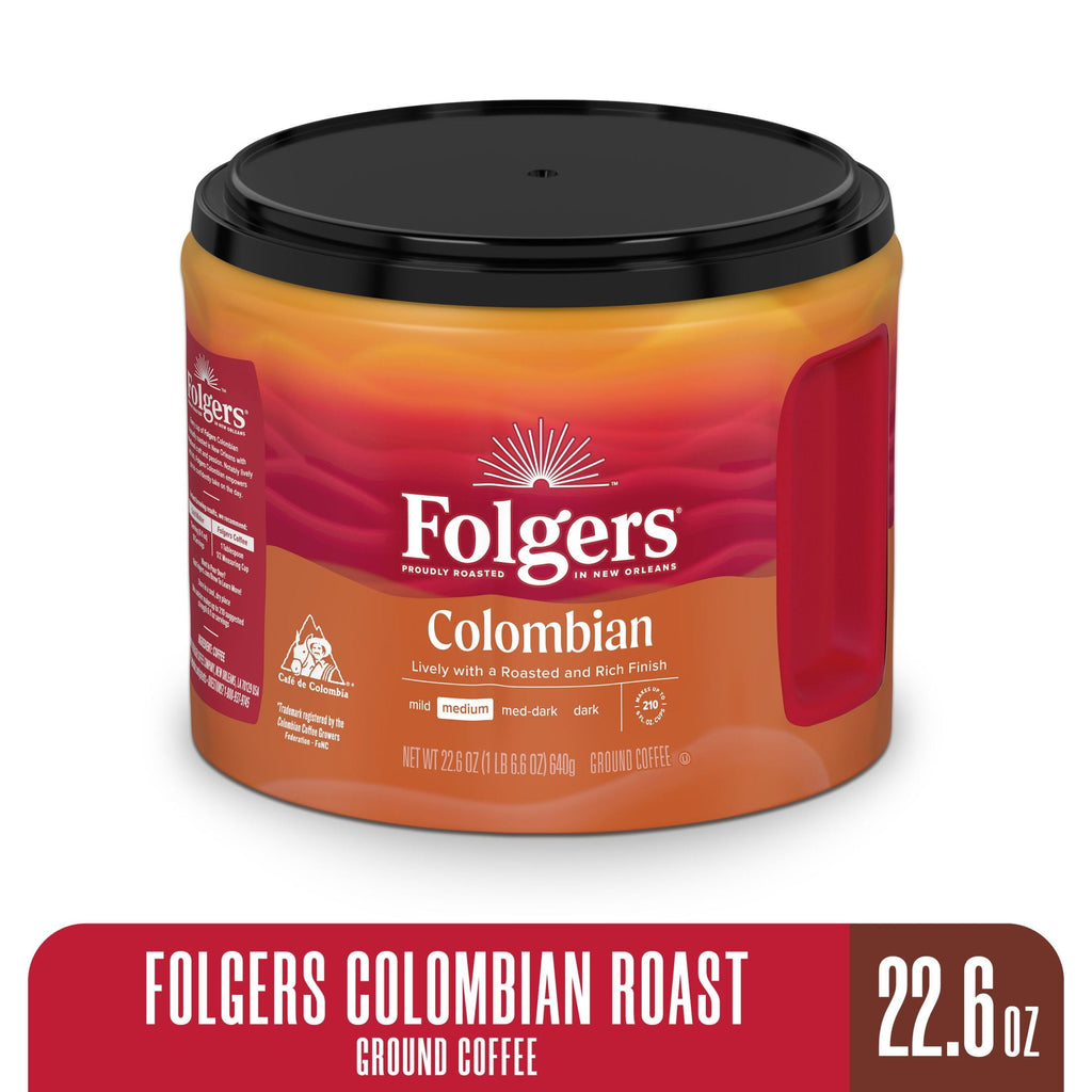 Folgers Colombian Medium Roast Ground Coffee 22.6 oz Canister