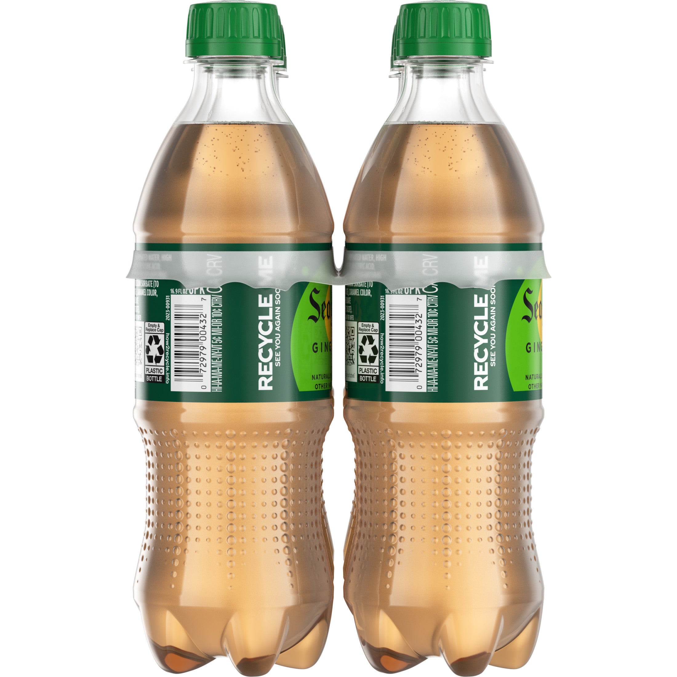 Seagram's Ginger Ale Soda Pop Bottles 16.9 Fl Oz 6 Pack