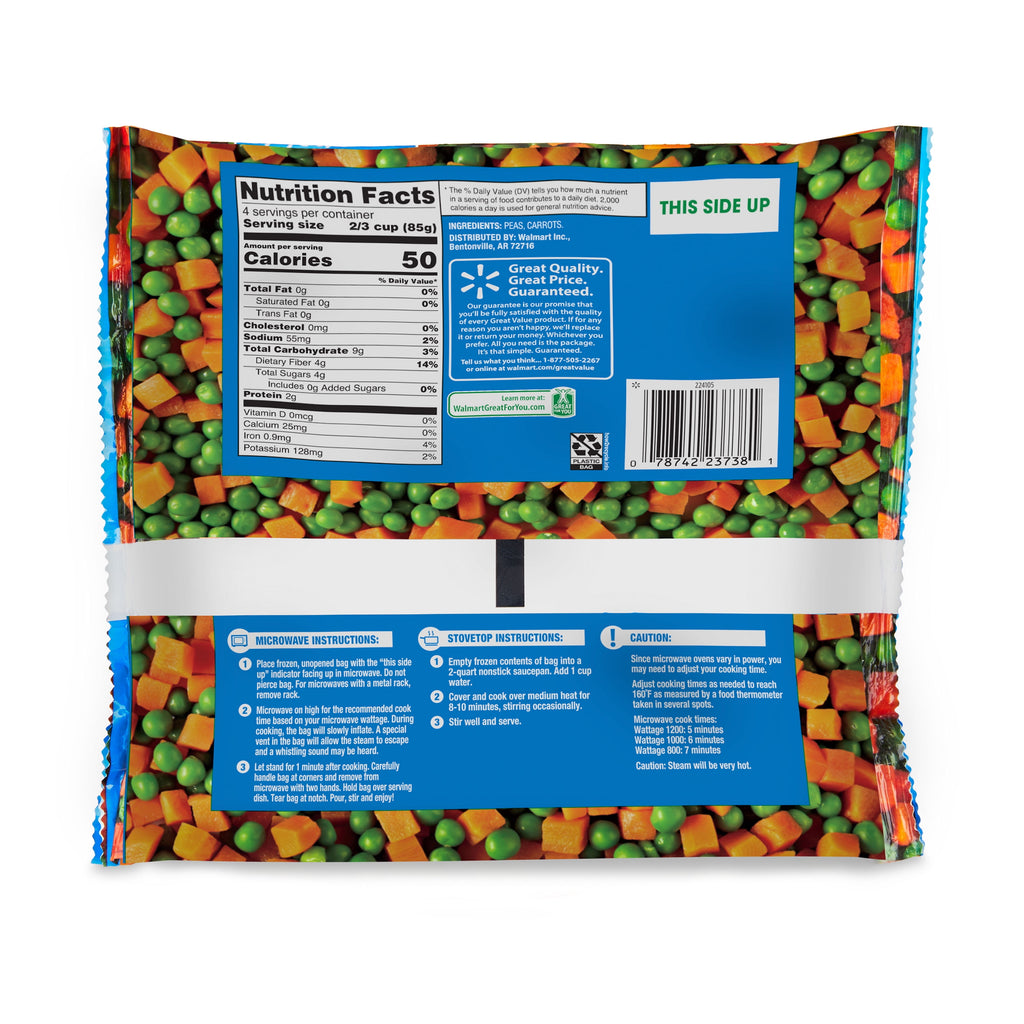Great Value Peas & Carrots Frozen 12 Oz