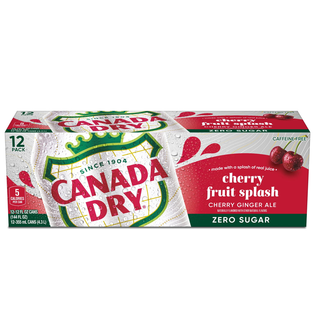 Canada Dry Zero Sugar Fruit Splash Cherry Ginger Ale Soda Pop Cans 12 Fl Oz 12 Pack