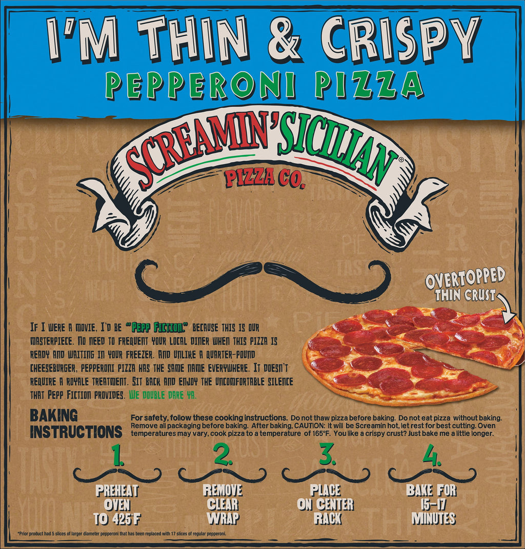 Screamin' Sicilian Thin Crust Pepperoni Frozen Pizza 18.4 Oz
