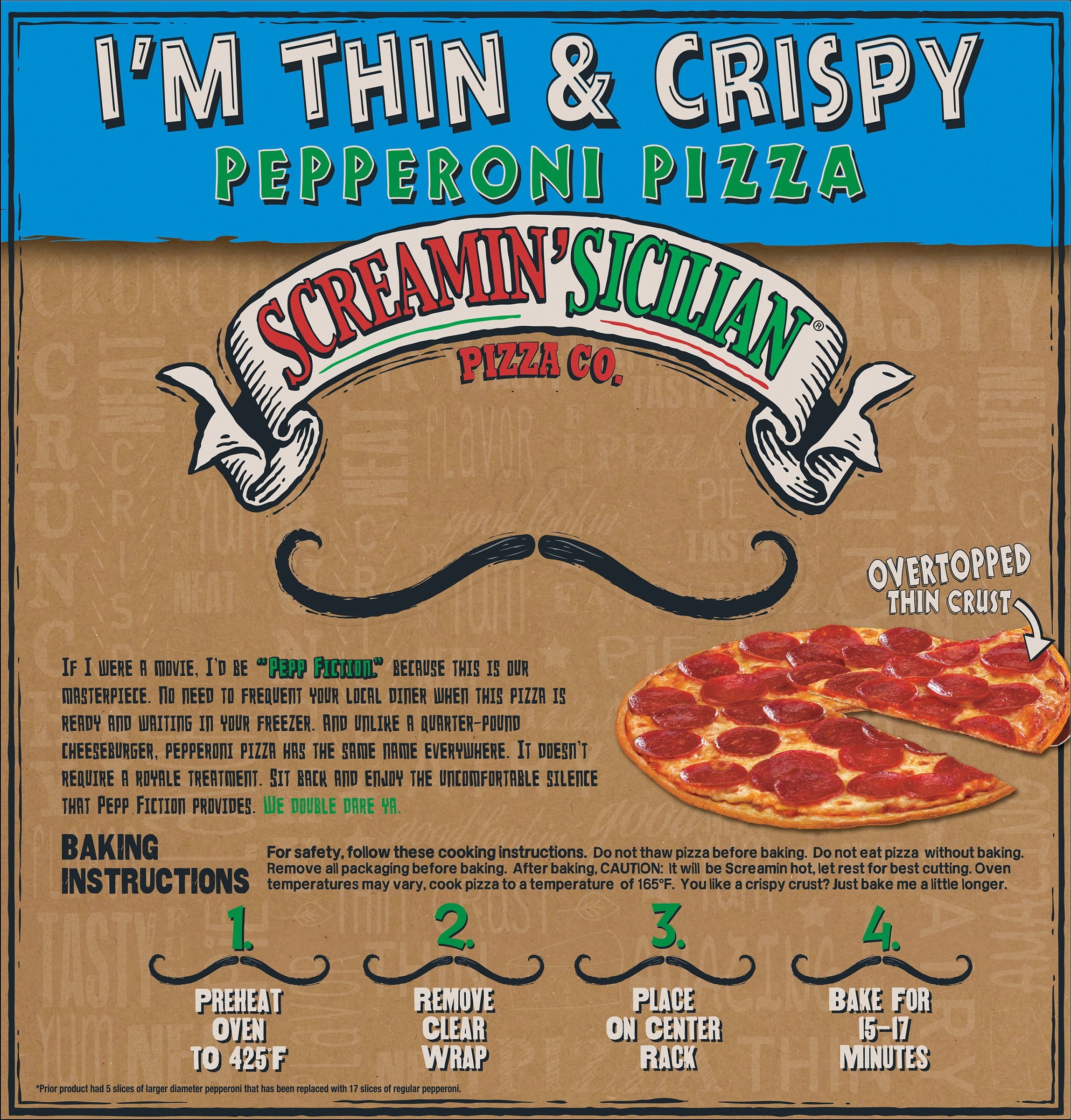 Screamin' Sicilian Thin Crust Pepperoni Frozen Pizza 18.4 Oz