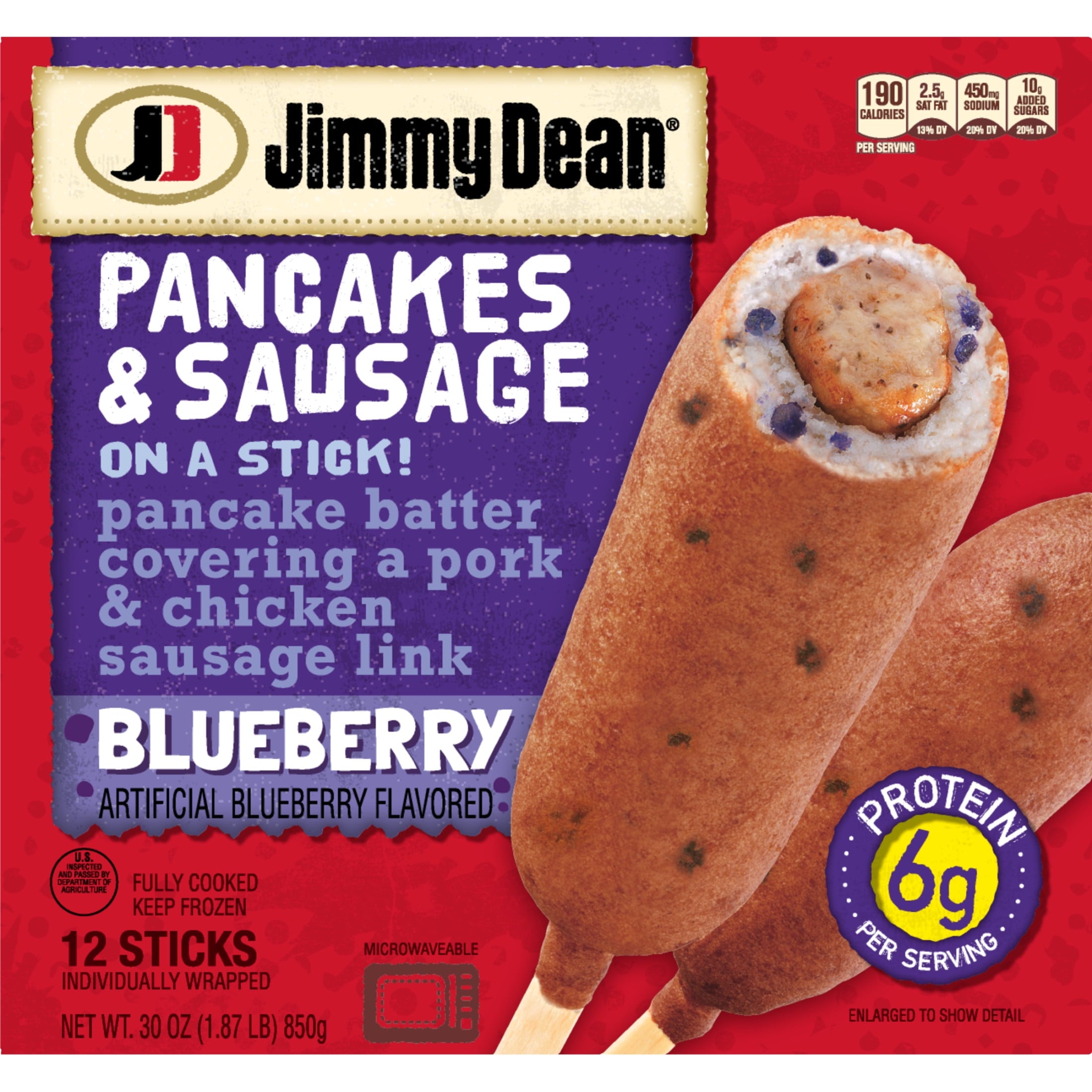 Jimmy Dean Blueberry Pancakes & Sausage On A Stick Frozen 30 Oz 12 Count