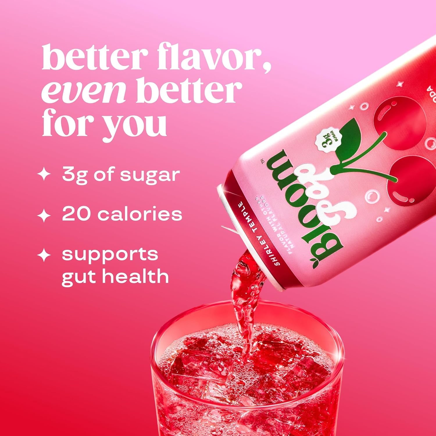 Bloom Nutrition Pop Prebiotic Soda Shirley Temple Can 12 Fl Oz