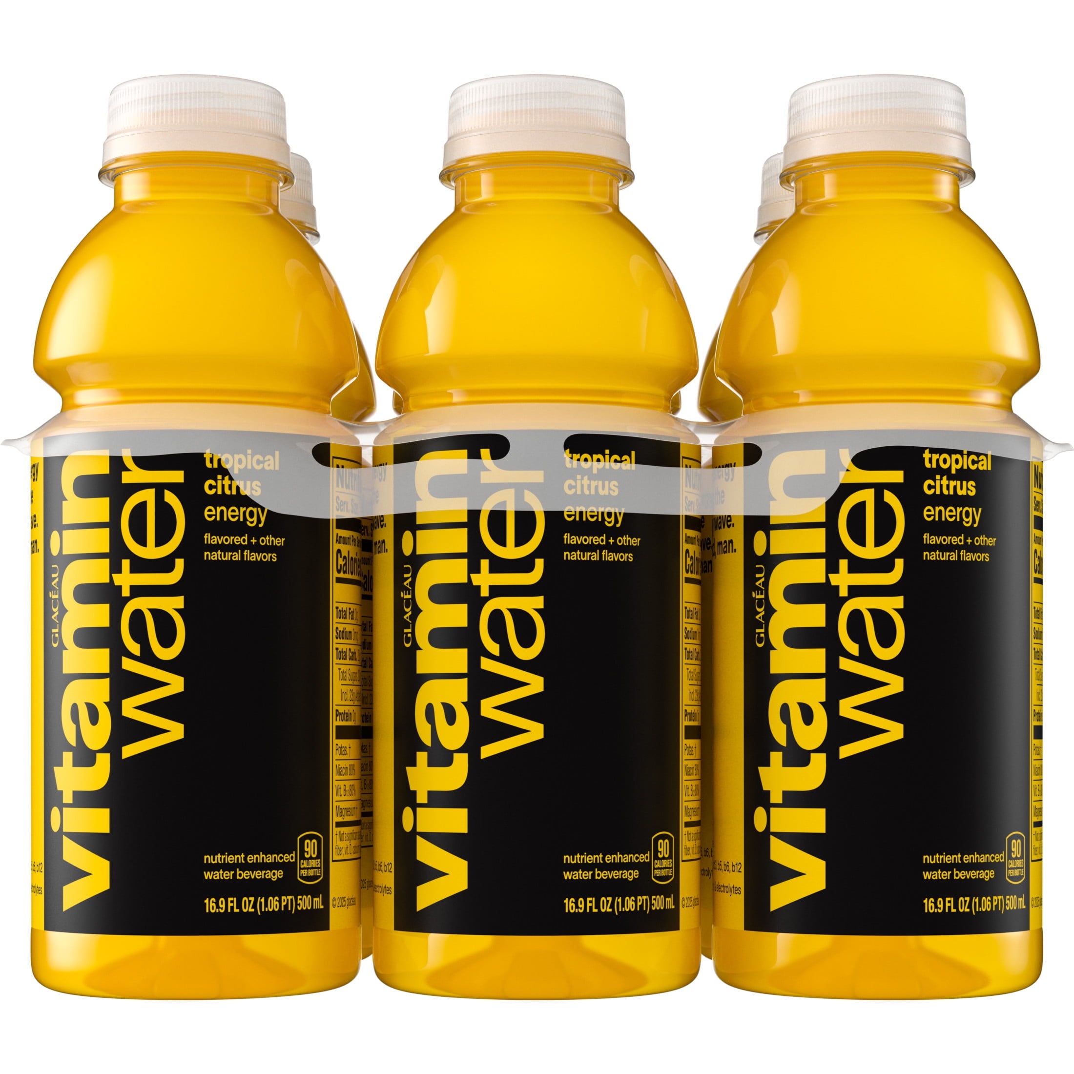 vitaminwater Energy Tropical Citrus Flavored Water Beverage 16.9 fl oz Plastic Bottles 6 Pack