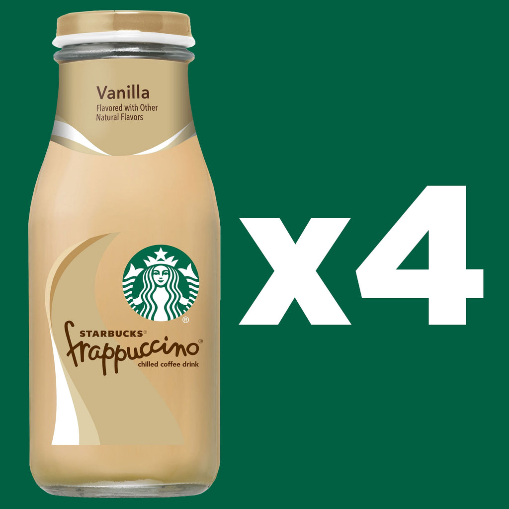 Starbucks Naturally Caffeinated Vanilla Frappuccino Medium Roast Chilled Coffee Drink 9.5 fl oz 4 Count