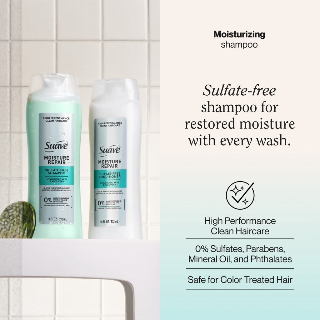 Suave Moisture Repair Sulfate-Free Shampoo with Hyaluronic Acid & Aloe Vera 18 fl oz