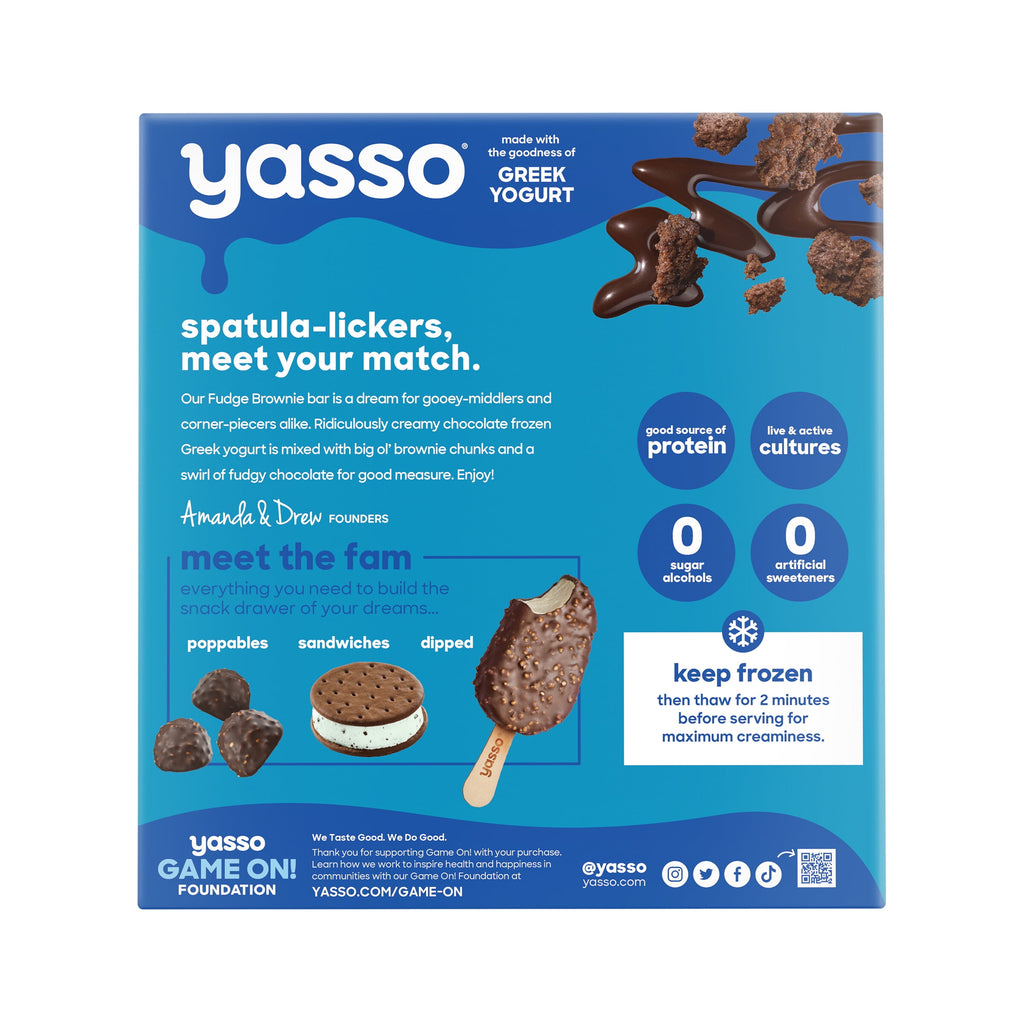 Yasso Greek Yogurt Creamy Fudge Brownie Ice Cream Bars 4 Count 14 Fl Oz Box