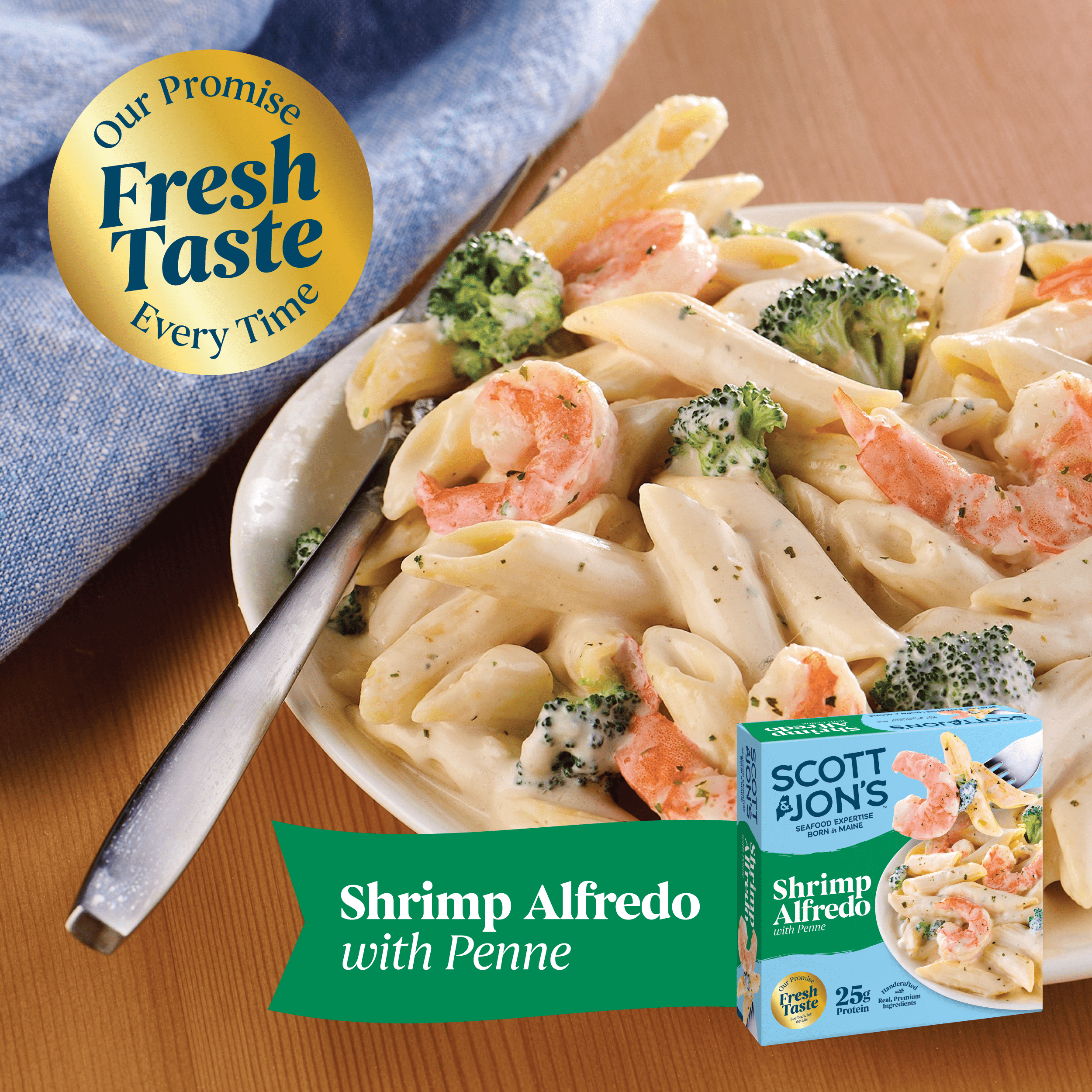 Scott & Jon's Shrimp Alfredo Pasta Frozen Meal 9.6 Oz