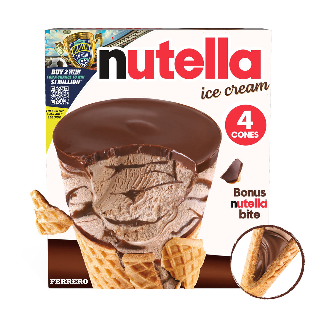Nutella Hazelnut Flavored Ice Cream Cones 4 Count 12.2 Fl Oz