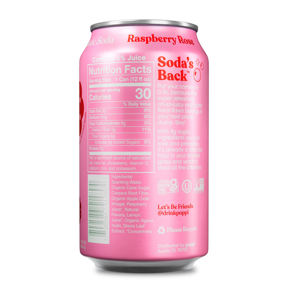 Poppi Raspberry Rose Prebiotic Soda Can 12 Fl Oz 1 Pack
