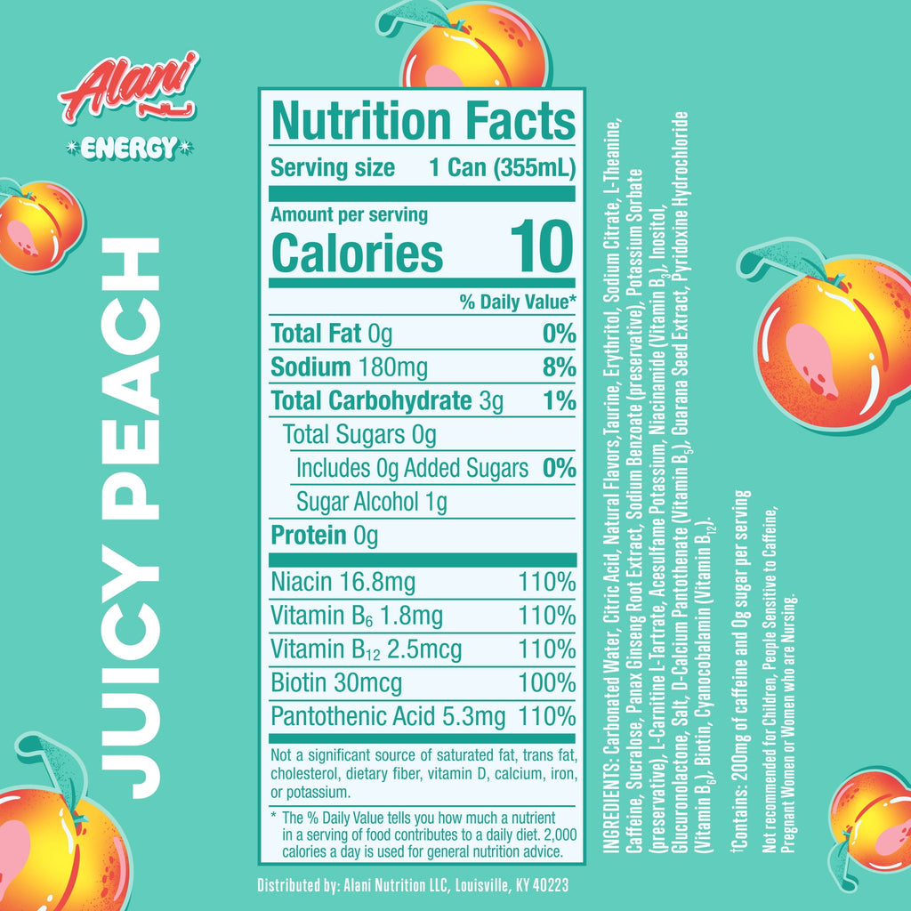 Alani Nu Juicy Peach Energy Drink 12 fl oz Single Can