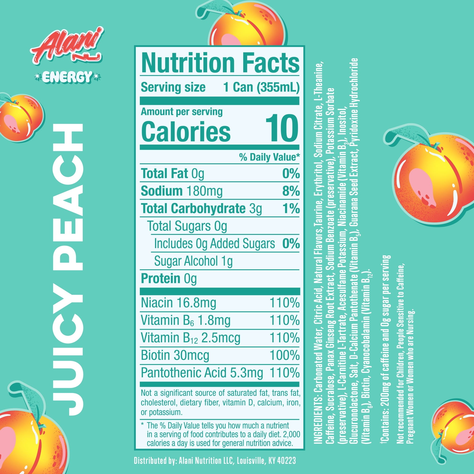 Alani Nu Juicy Peach Energy Drink 12 fl oz Single Can