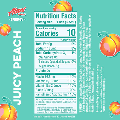 Alani Nu Juicy Peach Energy Drink 12 fl oz Single Can