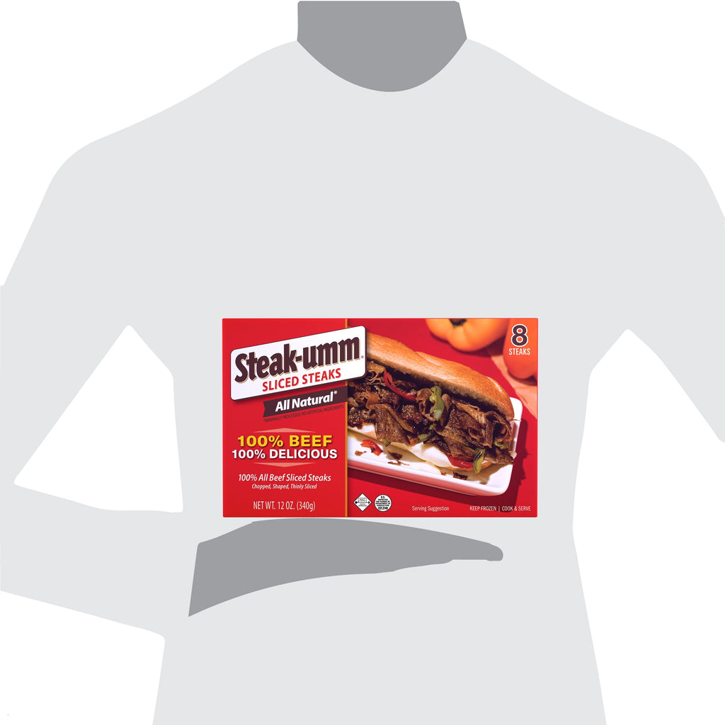 Steak-Umm Sliced Steaks All-Natural 100% Beef 12 Oz 8 Count Frozen