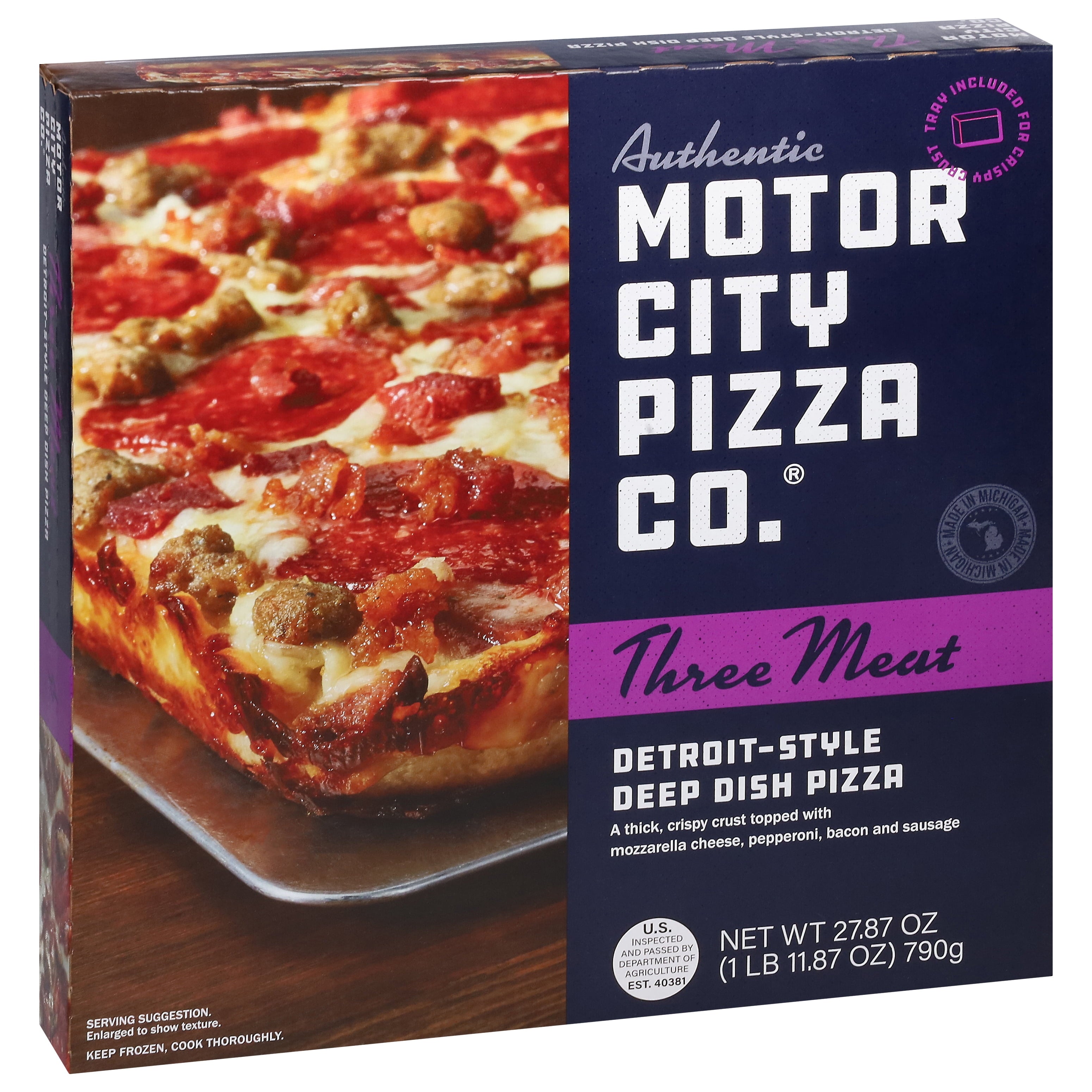Authentic Motor City Pizza Co. Three Meat Detroit-Style Frozen Pizza 27.87 Oz