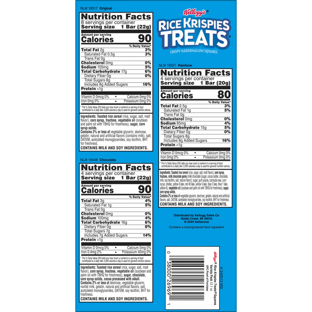 Rice Krispies Treats Variety Pack Chewy Crispy Marshmallow Squares 12.1 Oz 16 Count