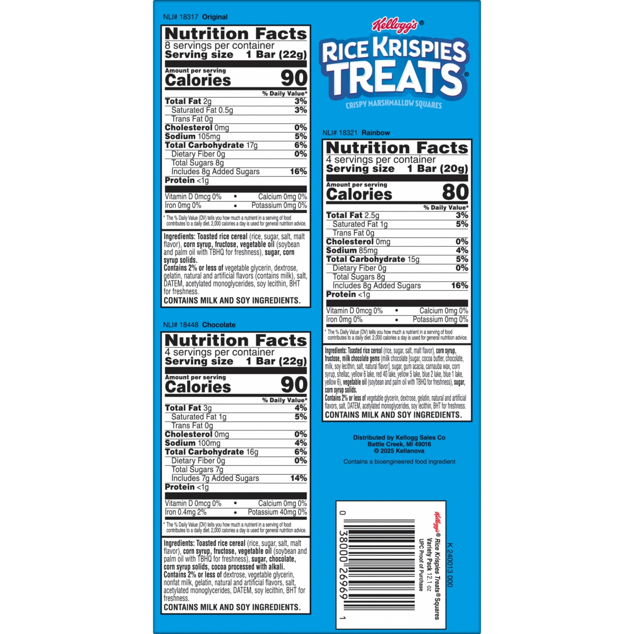 Rice Krispies Treats Variety Pack Chewy Crispy Marshmallow Squares 12.1 Oz 16 Count