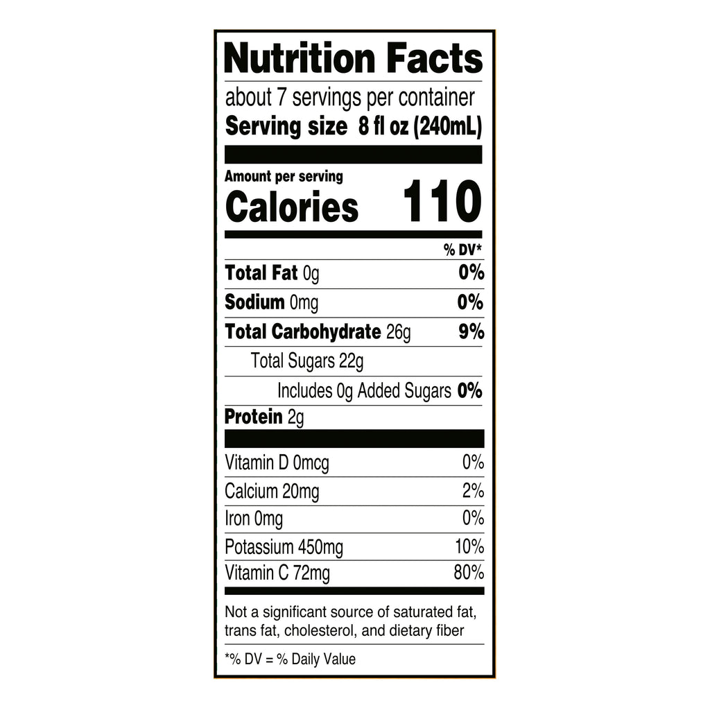 Great Value 100% Pasteurized Orange Juice No Pulp 52 fl oz
