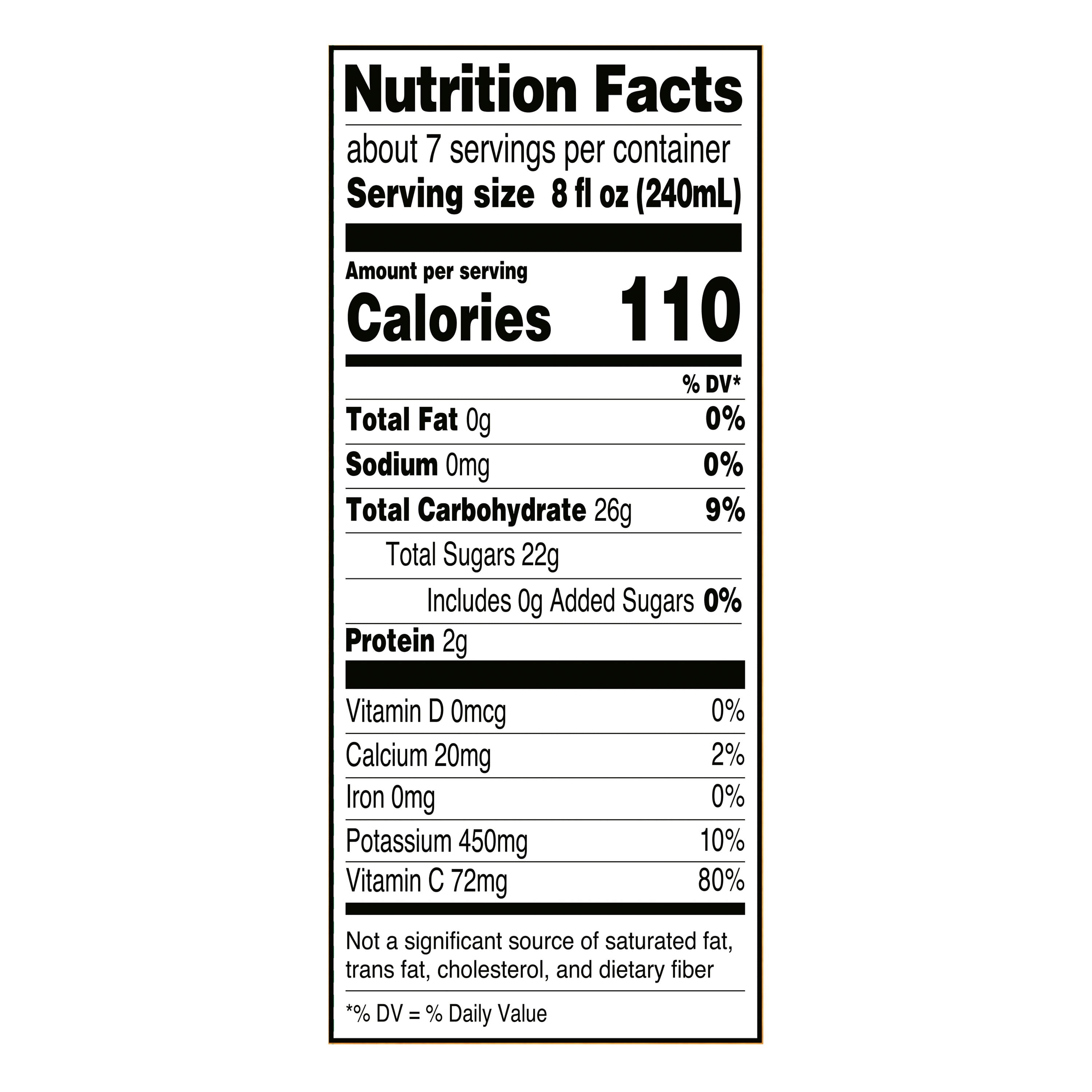 Great Value 100% Pasteurized Orange Juice No Pulp 52 fl oz