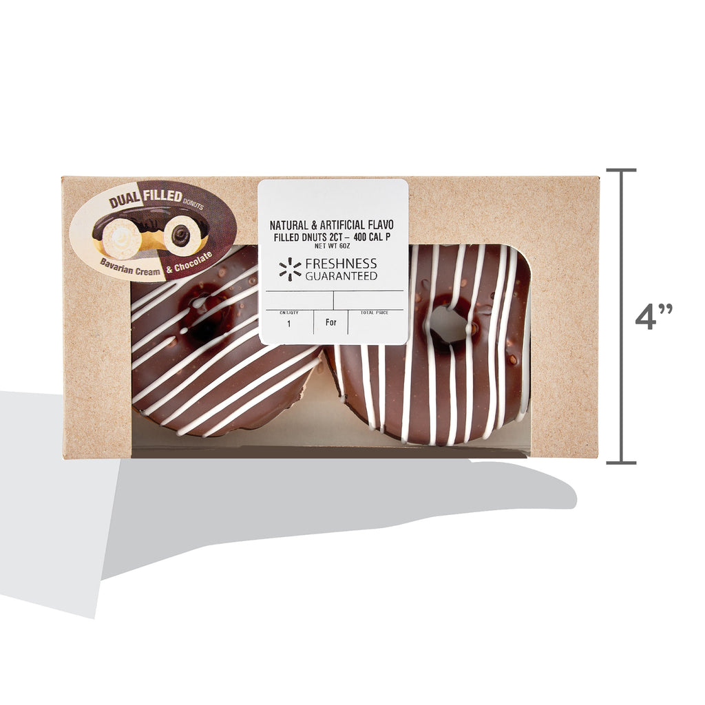 Bavarian Creme and Chocolate Filled Donuts 6 Oz 2 Count Freshness Guaranteed