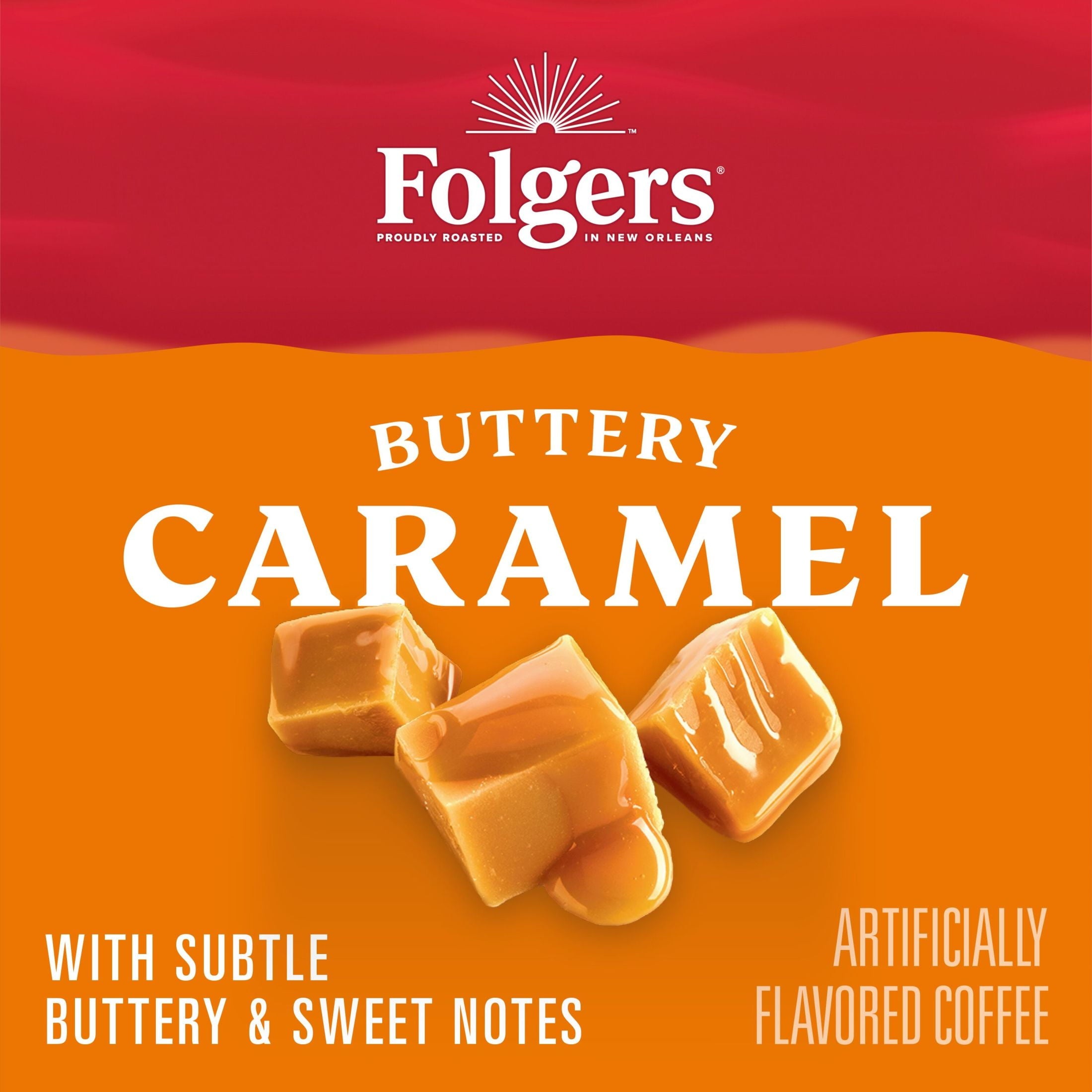 Folgers Buttery Caramel Artificially Flavored Medium Roast Ground Coffee 9.6 oz Canister