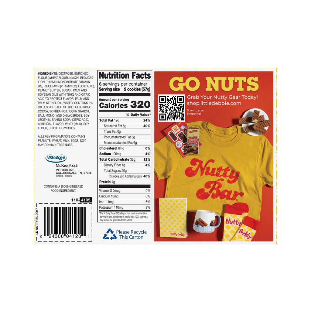 Nutty Buddy Wafer Cookies Peanut Butter Chocolate 12 Count 12 Oz Little Debbie
