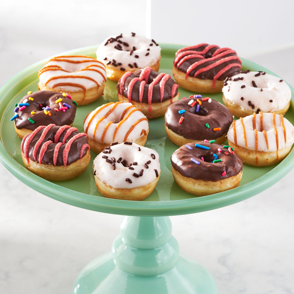 Vanilla and Chocolate Iced Mini Donuts 8 Oz 12 Count Freshness Guaranteed