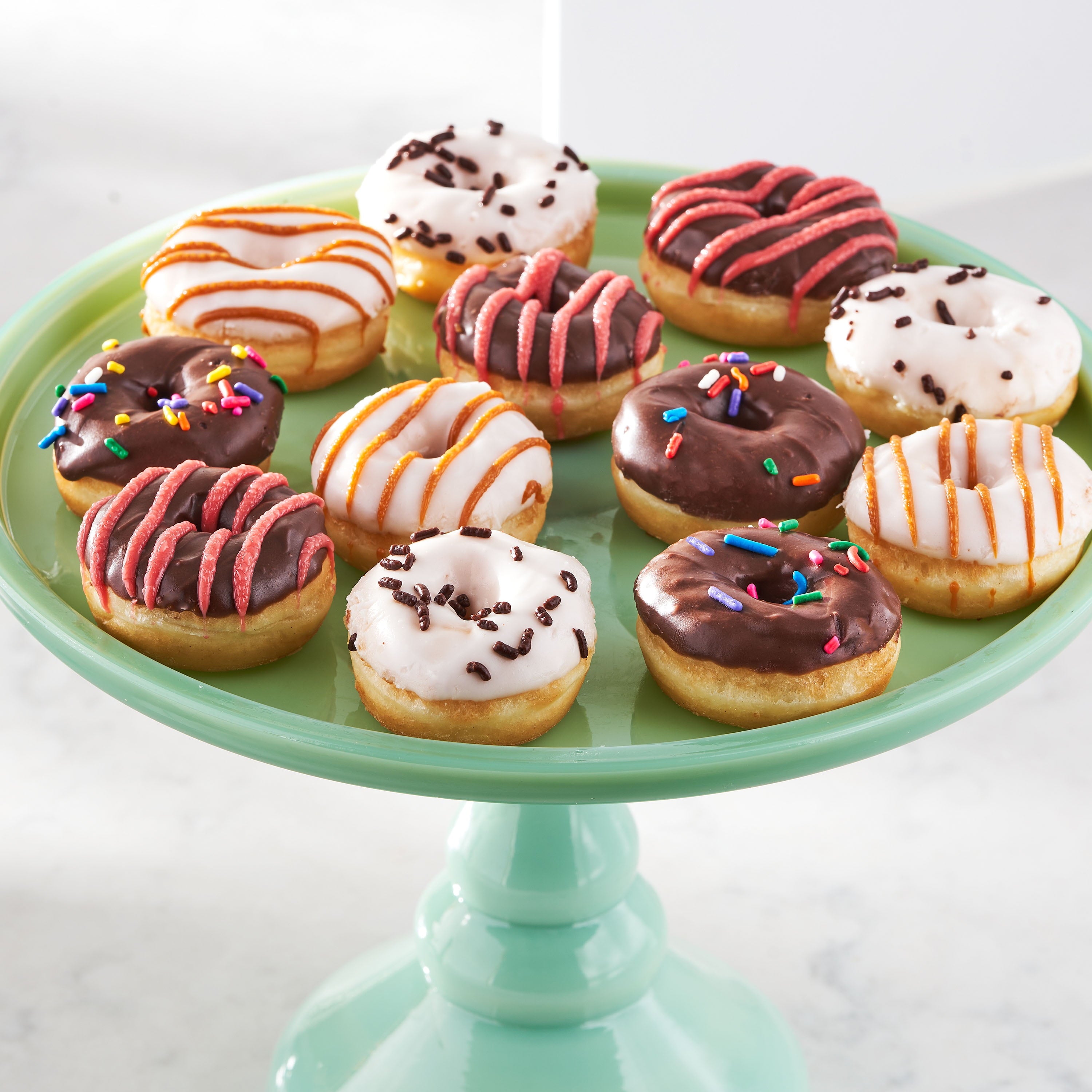 Vanilla and Chocolate Iced Mini Donuts 8 Oz 12 Count Freshness Guaranteed