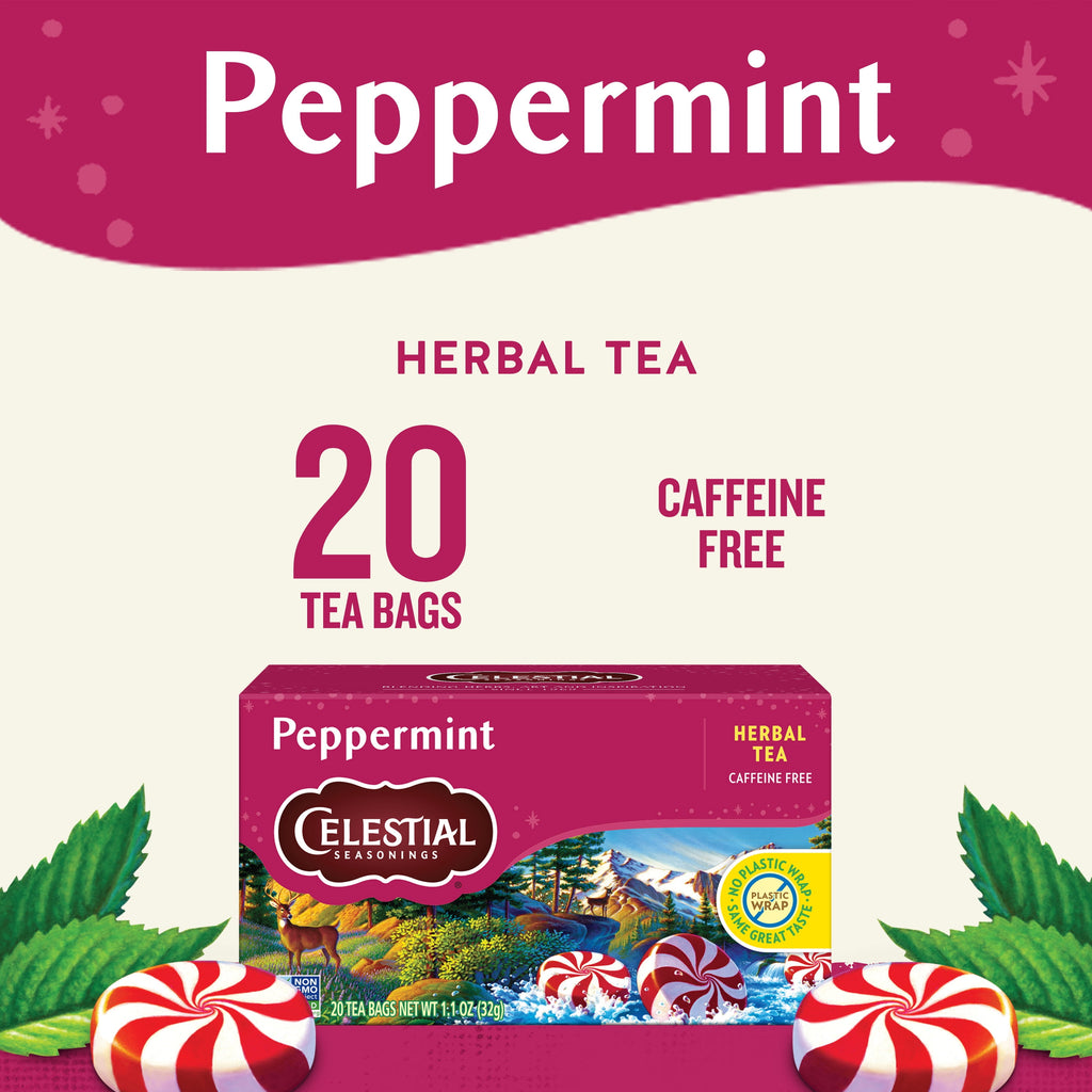 Celestial Seasonings Peppermint Caffeine-Free Herbal Tea Bags 1.7 oz 20 Count