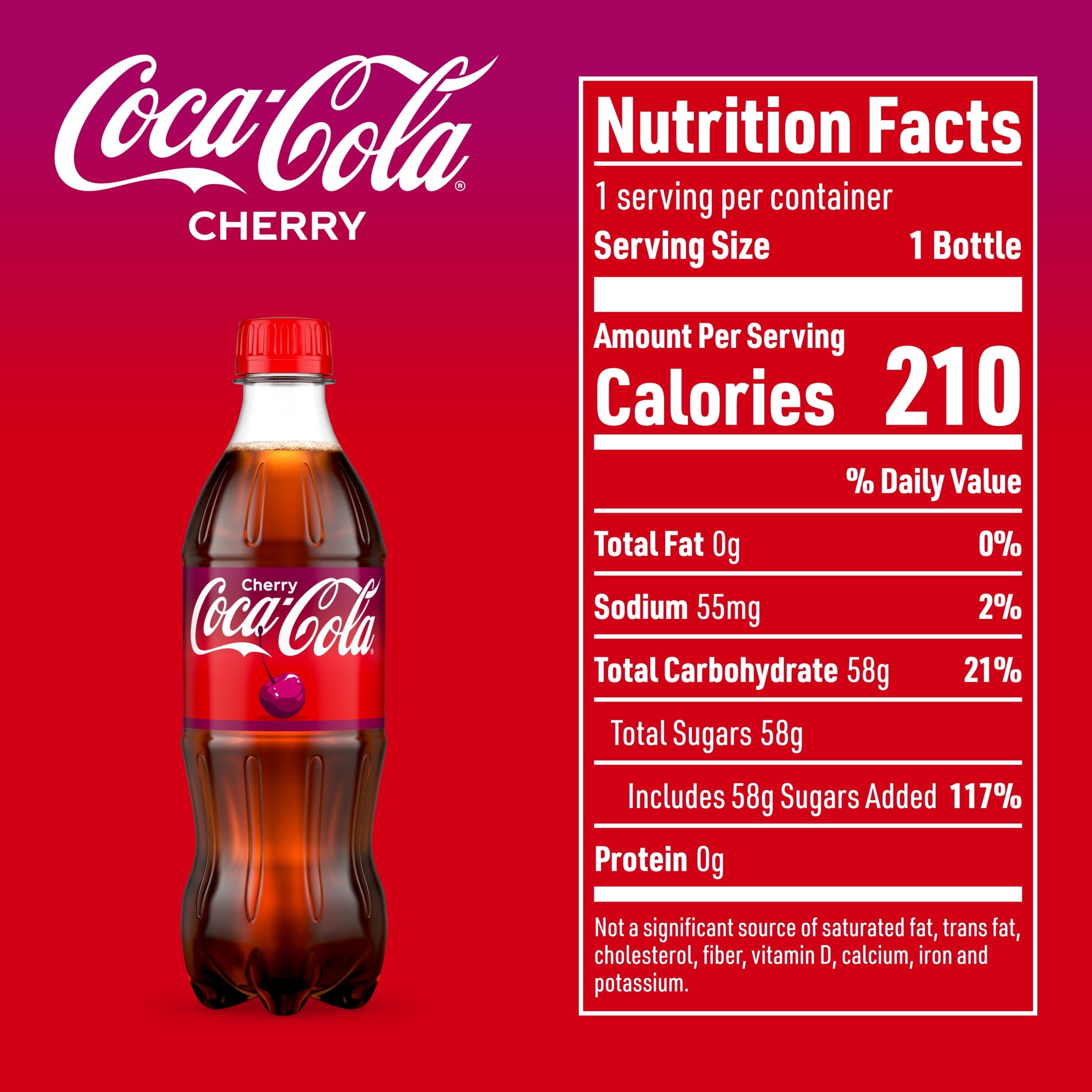 Cherry Soda Pop Bottles 16.9 Fl Oz 6 Pack Coca-Cola