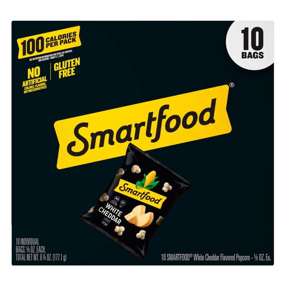White Cheddar Flavored Popcorn Snacks 6.25 Oz 10 Count Smartfood