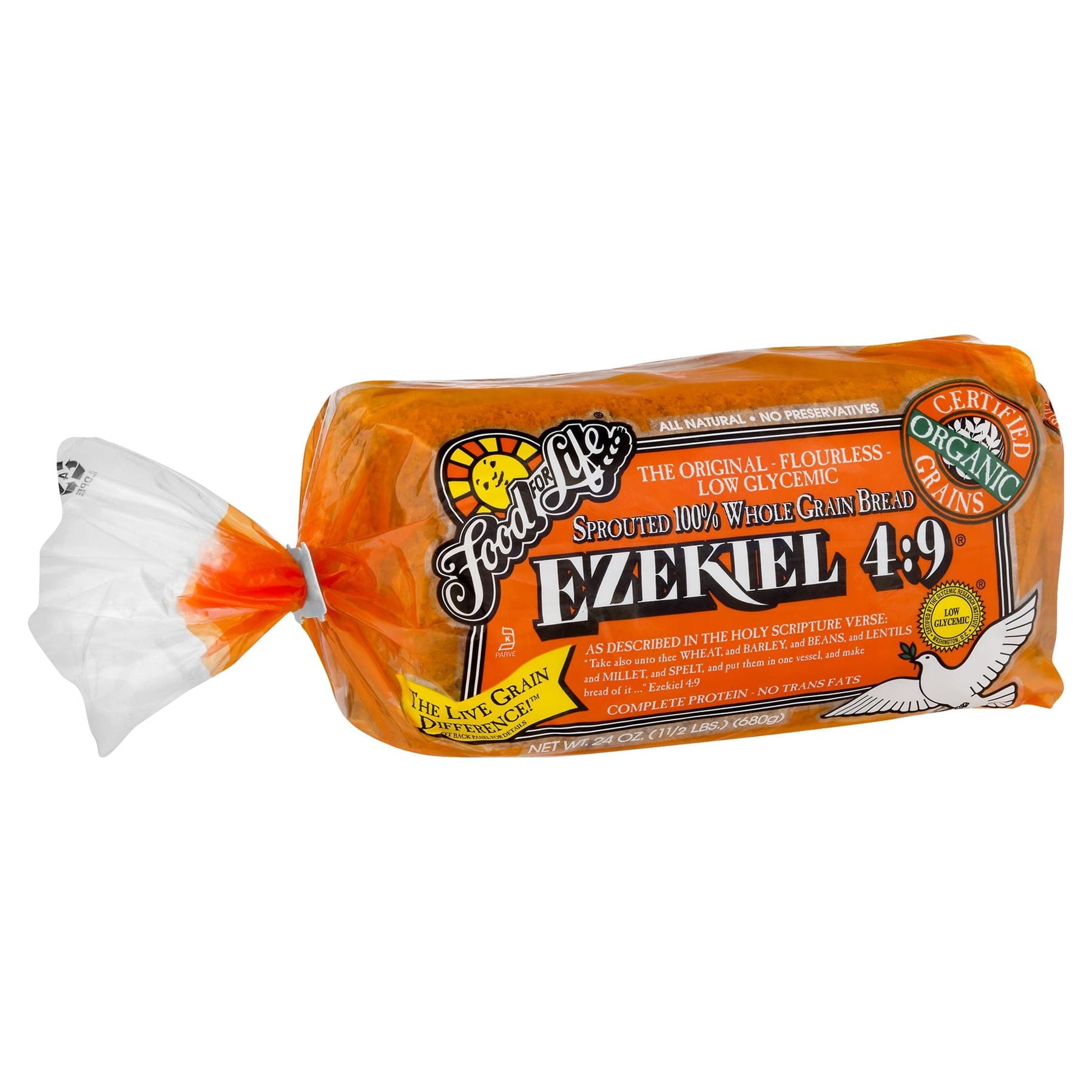 Food for Life Ezekiel 4:9 Sprouted Whole Grain Bread 24 Oz 20 Count Organic Flourless